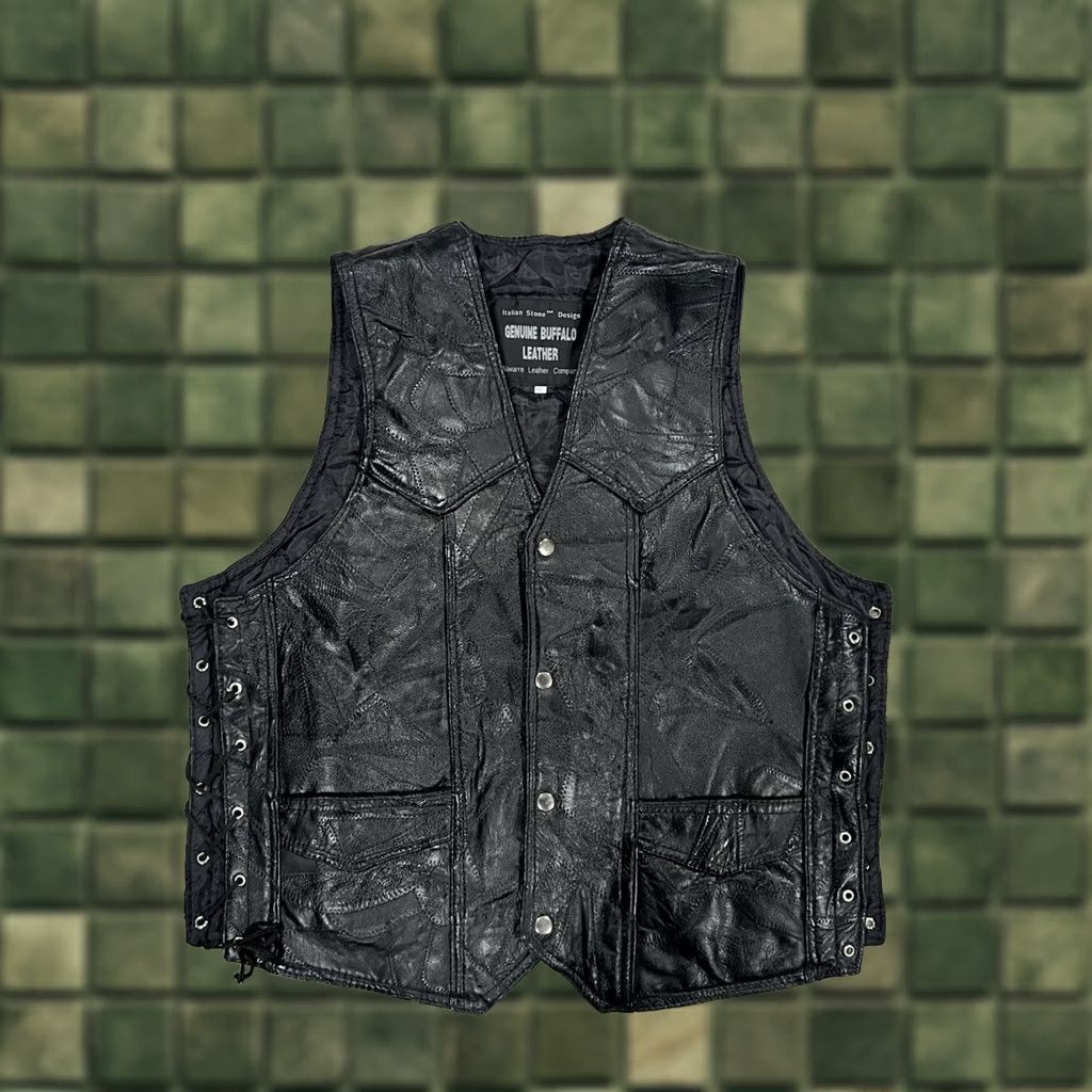 Palace Navarre Leather Vest Men's Black Buffalo Leather Italian-Missing a Lace Size 3XL Size US XXL / EU 58 / 5 - 1 Thumbnail