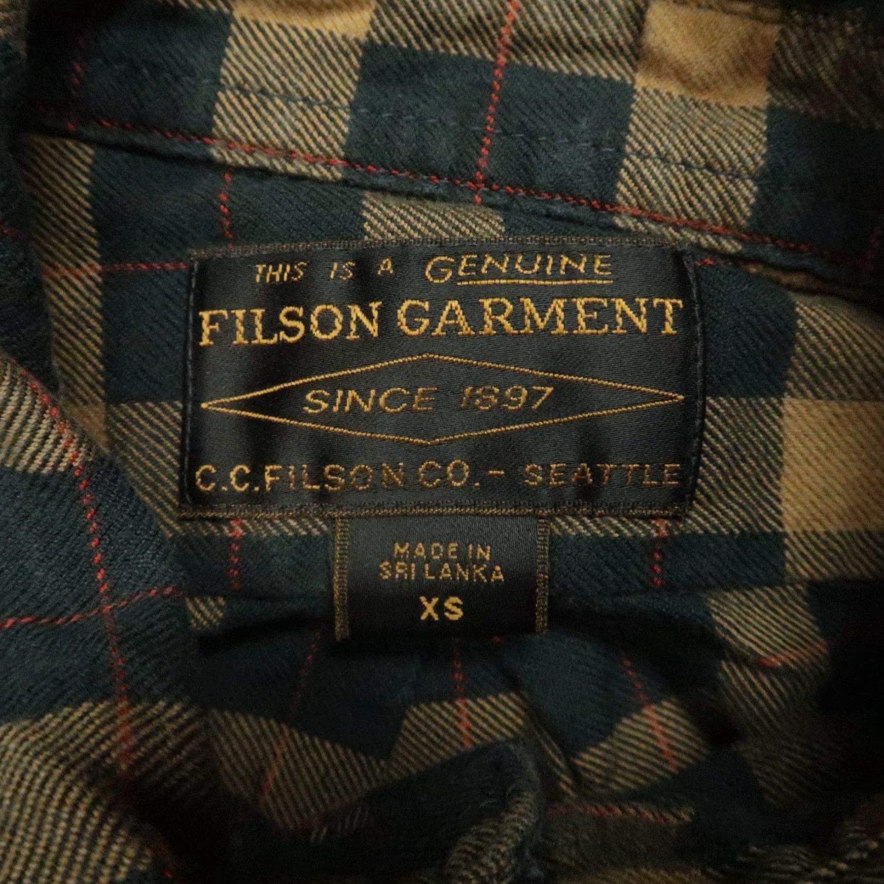 Filson Filson Shirt Mens XS Plaid Long Sleeve Button-Up Gold 40 in Cotton Flannel Regular Vintage No Size US XS / EU 42 / 0 - 3 Thumbnail