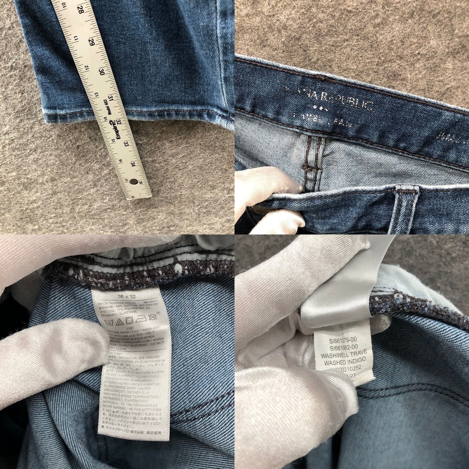 Banana Republic Banana Republic Jeans Mens 36x32 Travel Indigo Blue Washed Stretch Slim Straight 5-Pocket Denim Cotton Blend Medium Indigo Label Logo Zip Button Mens Size US 36 / EU 52 - 8 Thumbnail