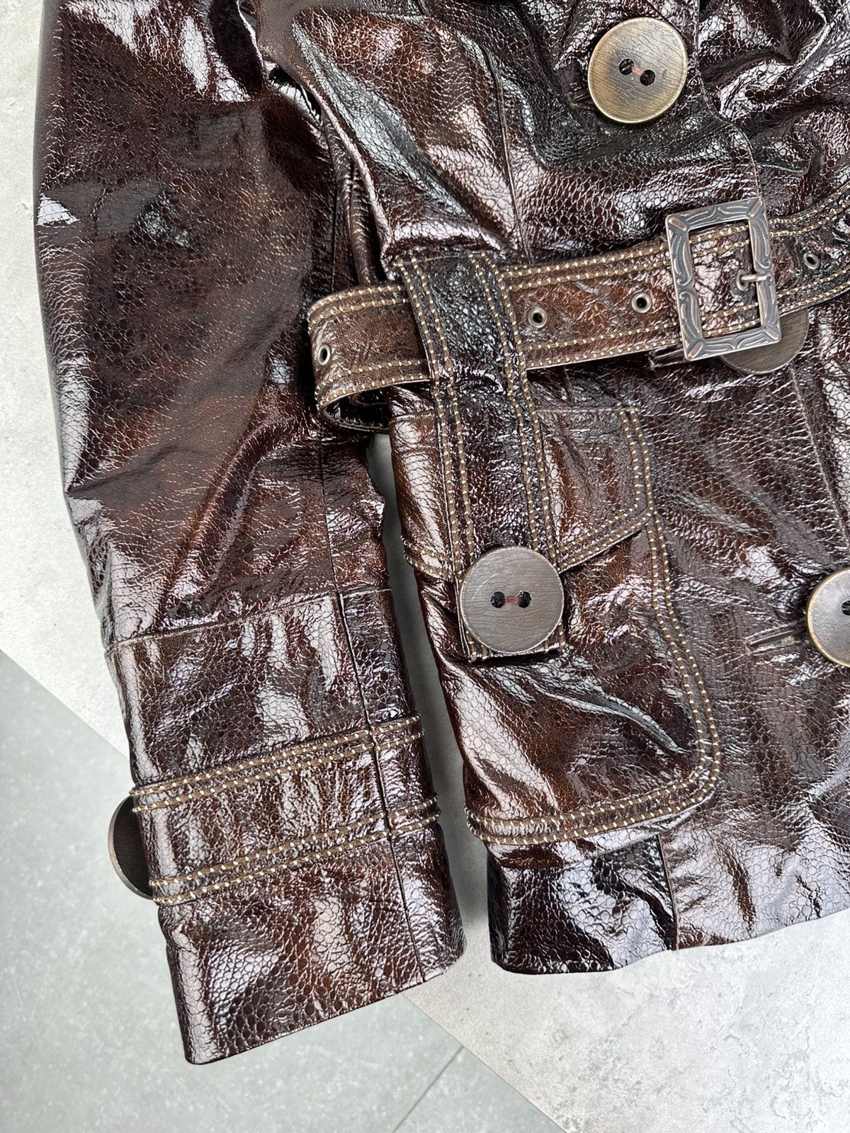 Japanese Brand Vintage Faux Patent Leather Jacket Size S / US 4 / IT 40 - 5 Thumbnail