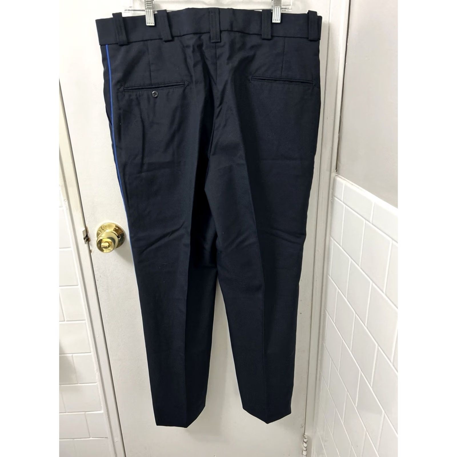 Vintage VINTAGE Horace Small Work Pants Mens 38x30 Navy Blue Wool Polyester NWT Uniform Pants Mens Blue 90s? Size US 38 / EU 54 - 7 Thumbnail