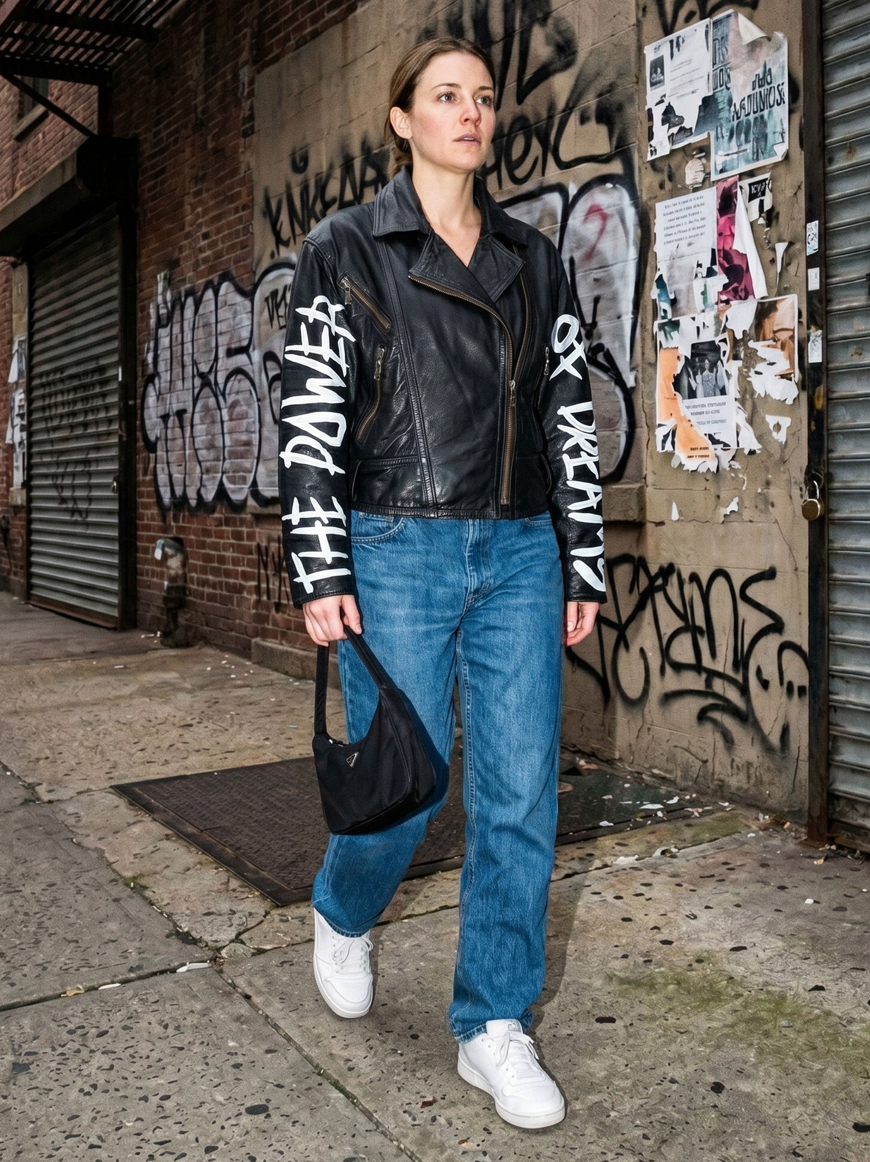 Vintage Vtg Custom Painted Leather Biker Jacket Punk Streetwear Size M / US 6-8 / IT 42-44 - 1 Thumbnail
