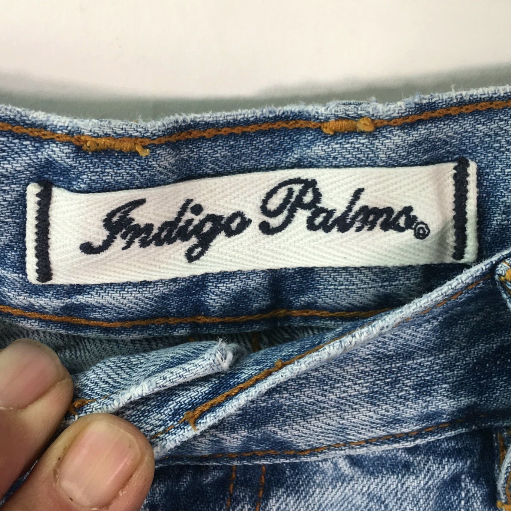 Denime Indigo Palms Men's Classic Fit Mid Rise Light Blue Casual Denim Jeans 35X30 Size US 34 / EU 50 - 6 Thumbnail