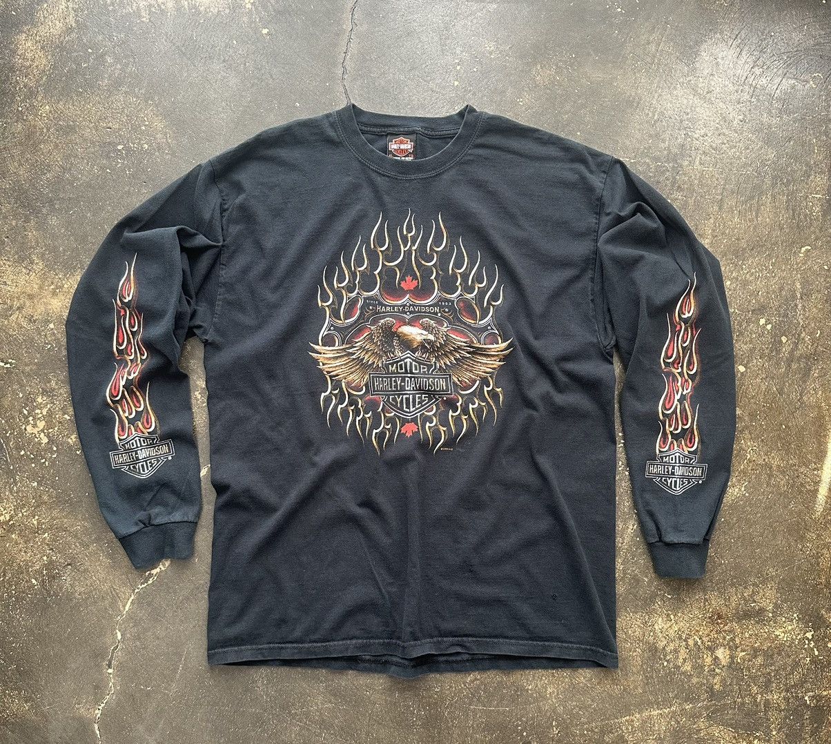 2000s Harley Davidson Chrome Flames Long Sleeve Tee