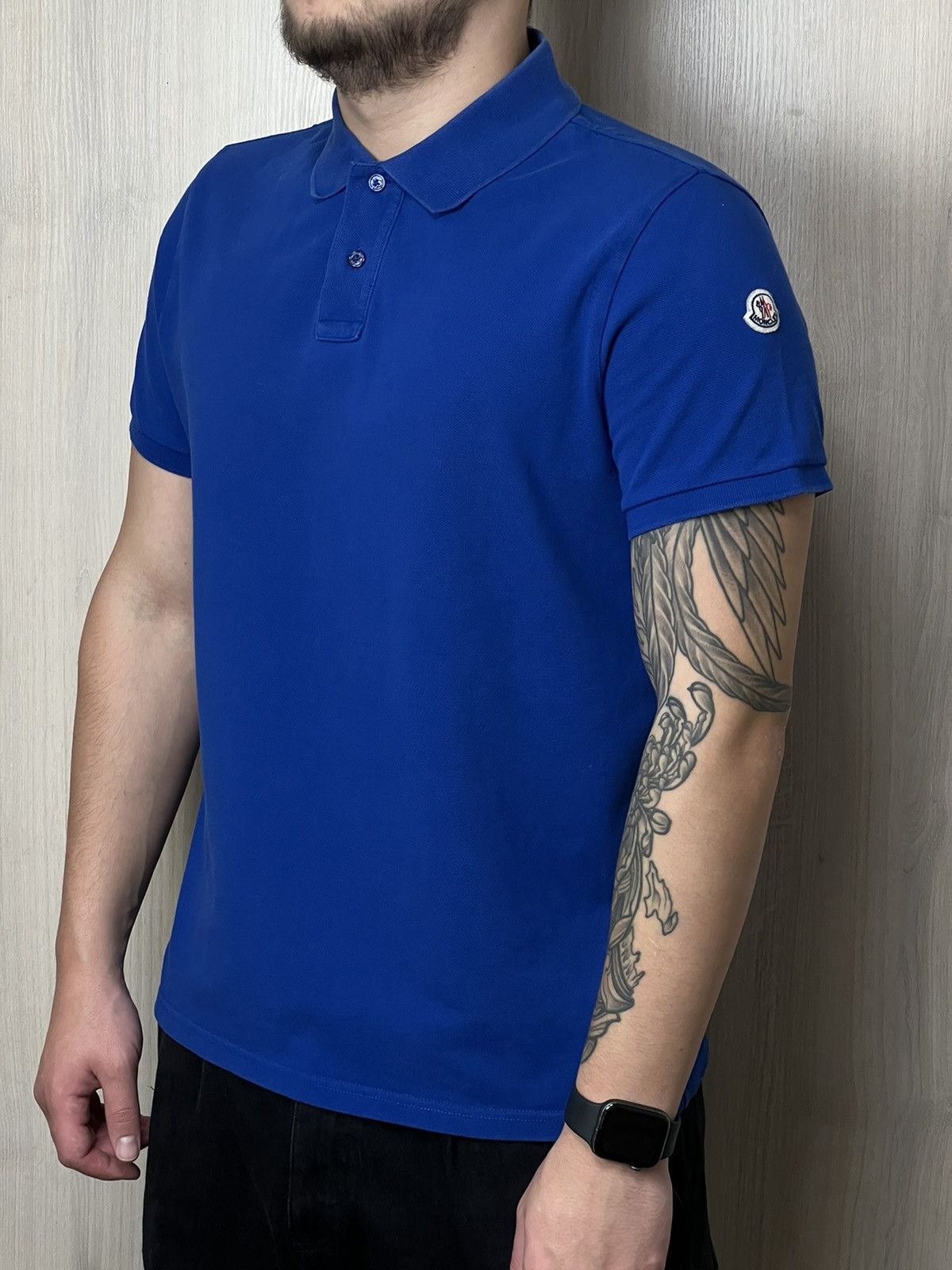 Moncler MONCLER Polo Shirt Cotton Blue Short Sleeve Logo Patch Size US L / EU 52-54 / 3 - 4 Thumbnail