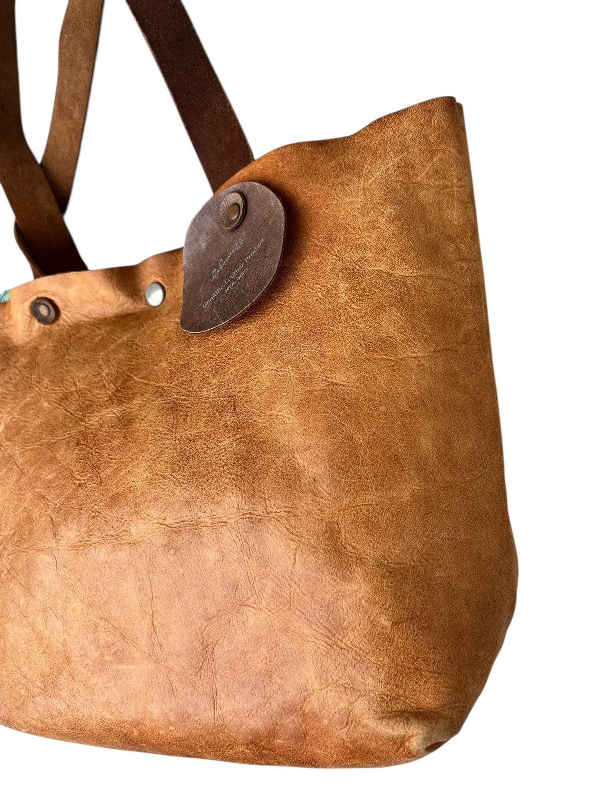 Leather Vintage Bia Baggio Japan Distressed Patina Leather Tote Bag Size ONE SIZE - 9 Thumbnail