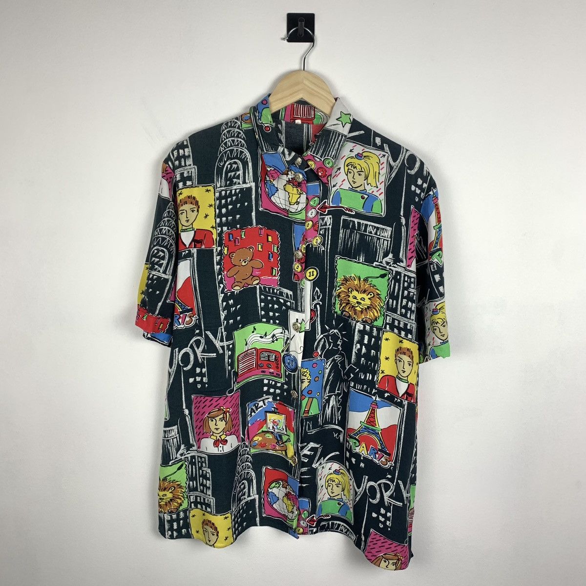 Vintage Crazy Art Vintage Shirt Short Sleeve Abstract Pattern 90’s Size US XS / EU 42 / 0 - 1 Thumbnail