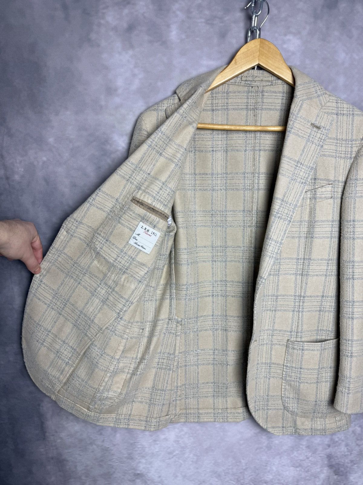 L.B.M. 1911 L.B.M. 1917 Jack Checked Cotton/Wool Blazer Grey size 48R M Size 48R - 6 Thumbnail