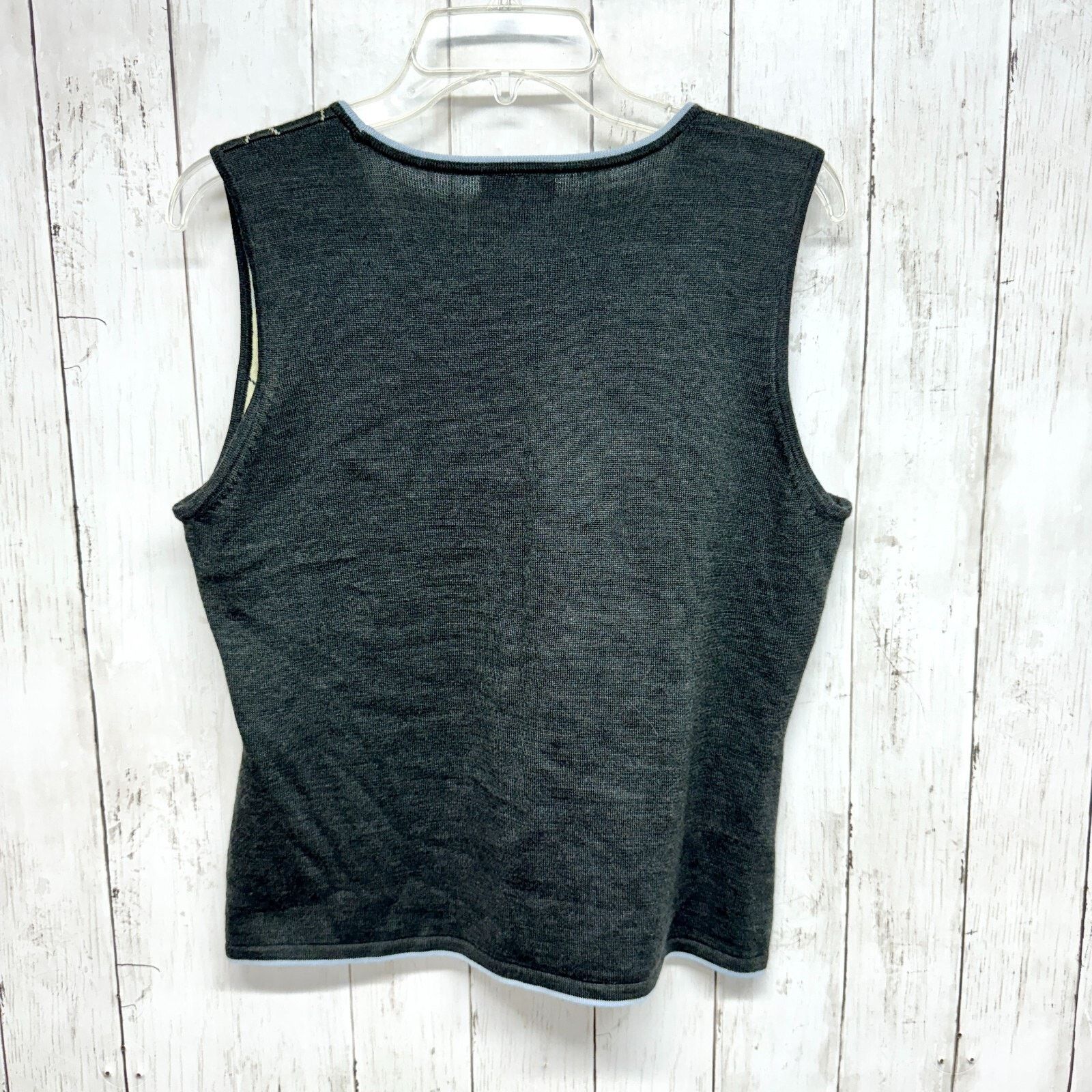 Elie Tahari Tahari Vest 12P Gray Button Down Wool Blend Sleeveless Plaid Size XL / US 12-14 / IT 48-50 - 6 Thumbnail