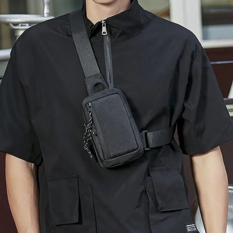 Fashion Y2K Mini Belt Shoulder Bag in Black, Men's