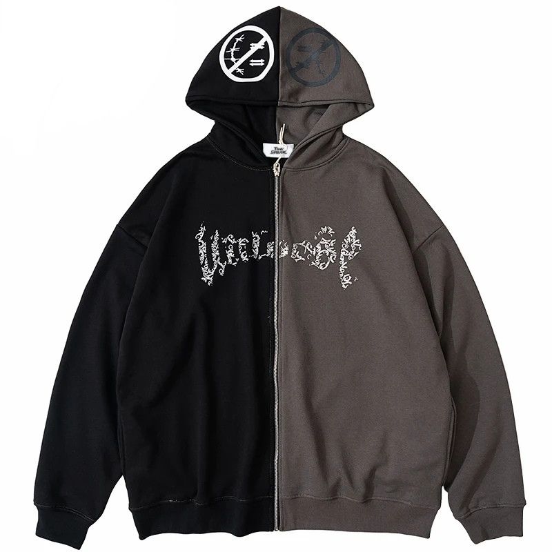 Split Personality Y2K Hype Design Sweater Zipper Hoodie
