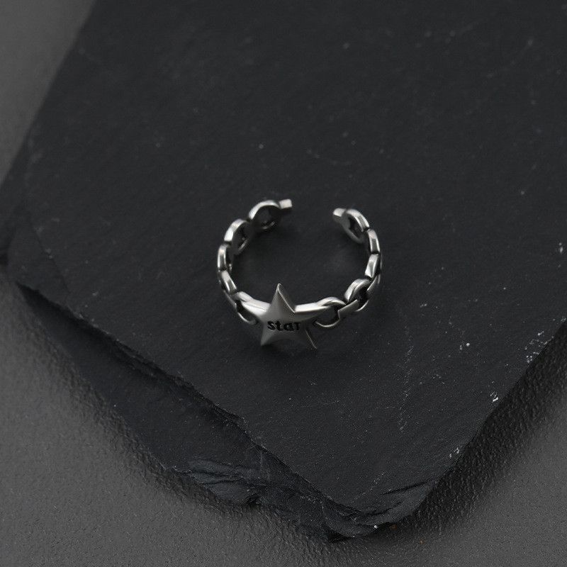 Jewelry Distressed Vintage Trendy Punk Star Open Ring Size ONE SIZE - 2 Thumbnail