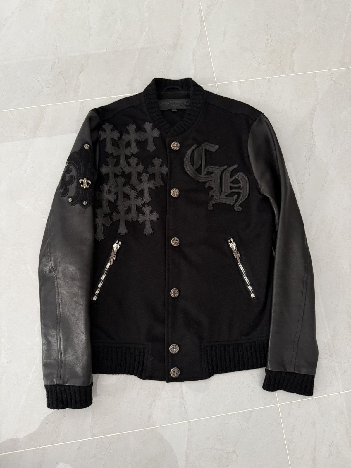 Chrome Hearts *RARE* Chrome Hearts Leather Patched Varisity Jacket Sz. M Size US M / EU 48-50 / 2 - 1 Thumbnail