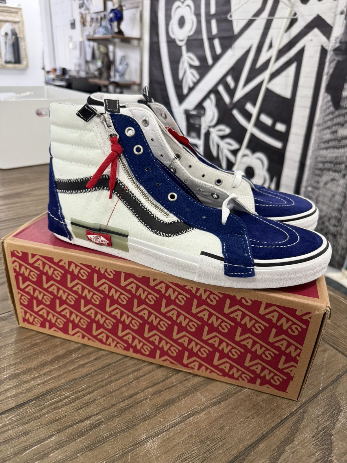 Designer × Vans ⚡️ VANS Sk8-Hi Reissue CAP Blueprint Hi Top Shoes Size 13 ⚡️ Size US 13 / EU 46 - 7 Thumbnail