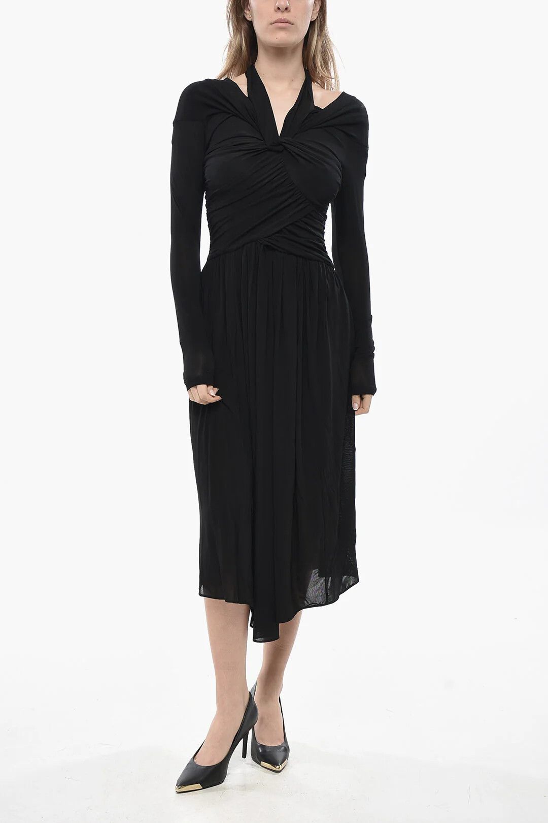 Isabel Marant og1mm0326 Stretch Viscose Flared Dress in Black Size S / US 4 / IT 40 - 1 Thumbnail