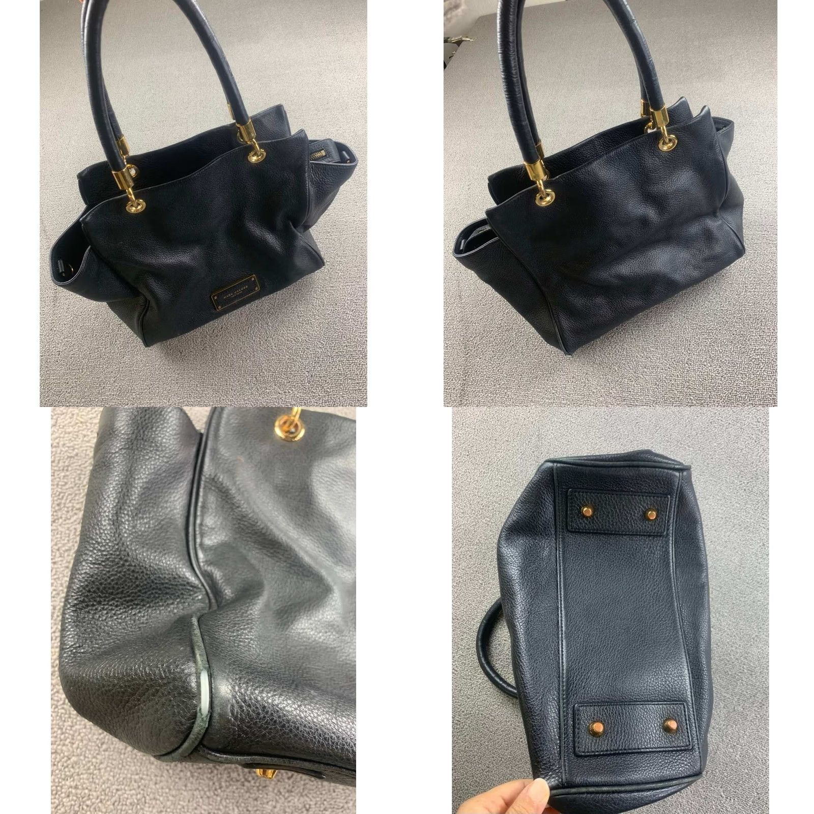 Marc Jacobs Marc Jacobs Women Med Black Pebbled Leather Satchel Tote Gold Plate Size ONE SIZE - 7 Thumbnail