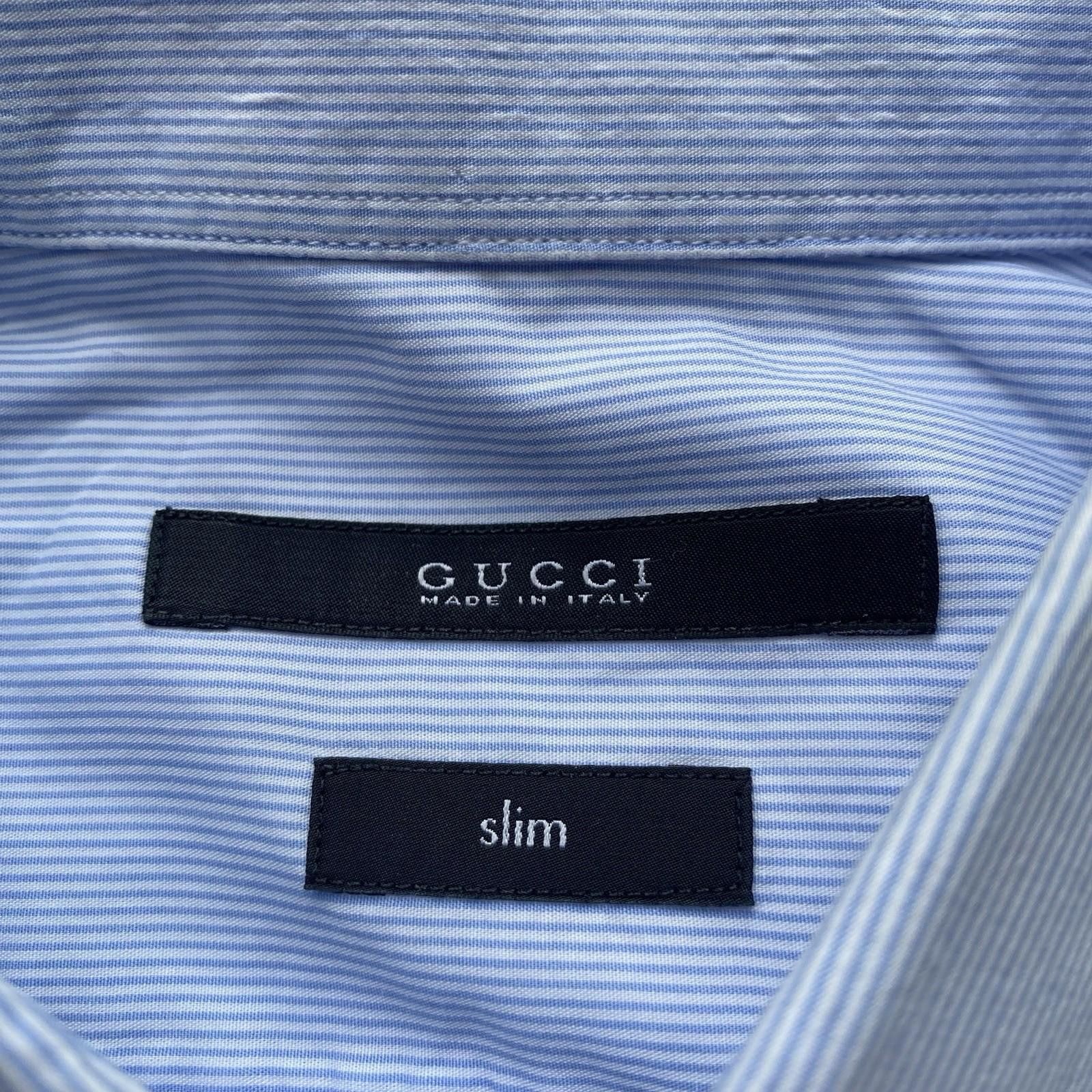 Gucci Gucci Embroidered Logo Pinstripe Button Up Shirt 40/15.75 Size US M / EU 48-50 / 2 - 8 Thumbnail