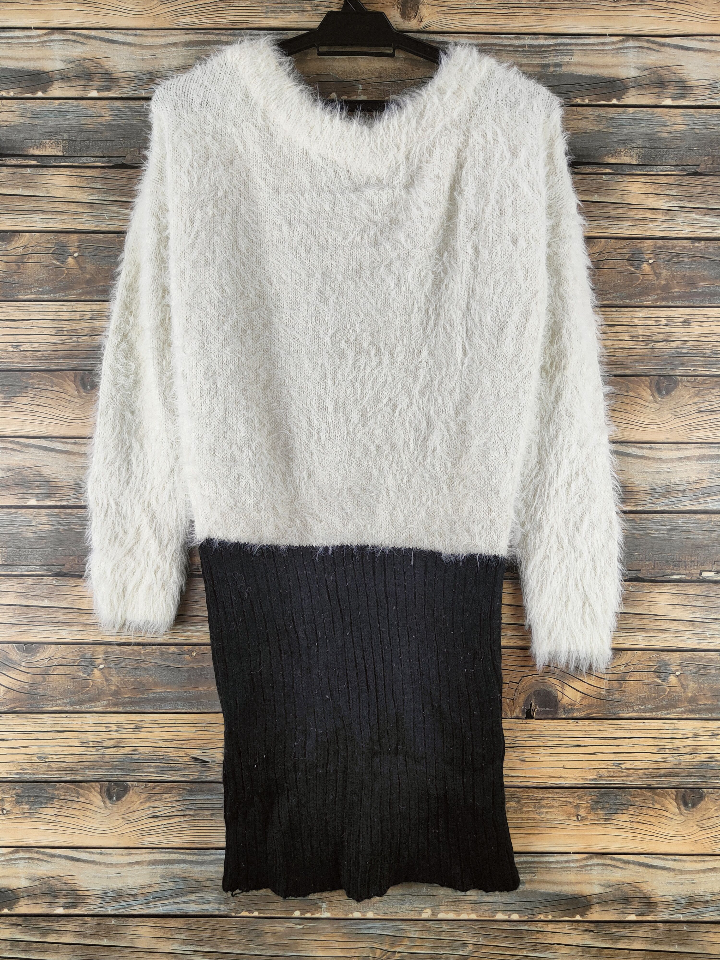 Japanese Brand DL Cecil McBee Black White Fur Mohair Knitwear #46-576 Size M / US 6-8 / IT 42-44 - 7 Thumbnail