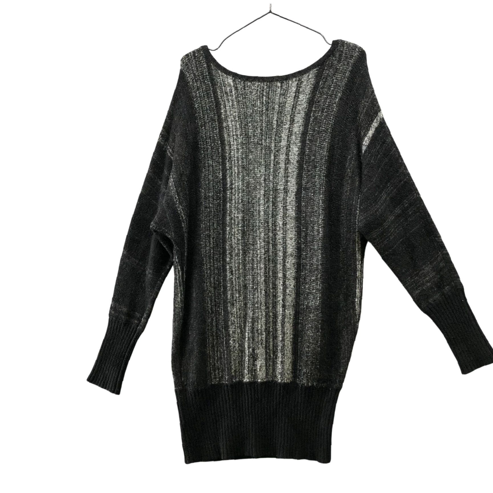 DKNY DKNY Dolman Sleeve Tunic Sweater Womens L Black Gray Striped Angora Blend Size L / US 10 / IT 46 - 2 Thumbnail
