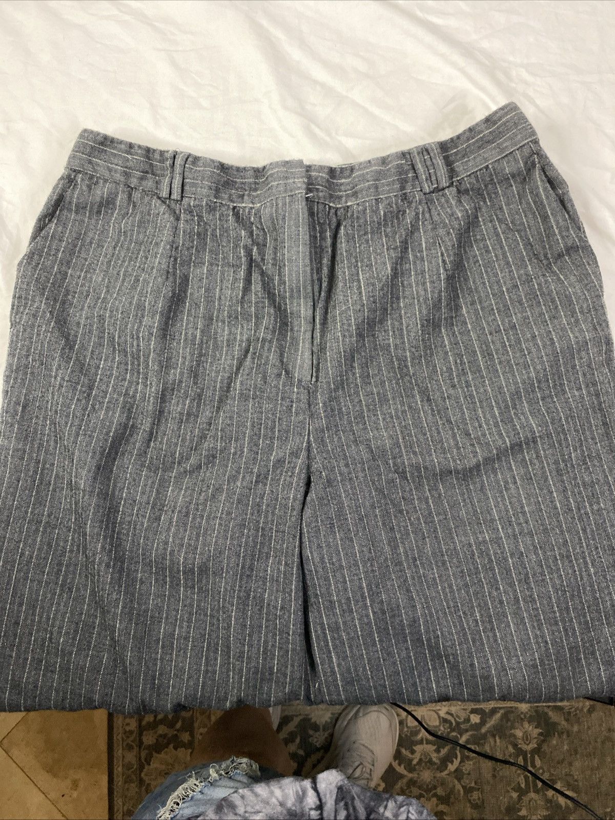 Talbots Talbots Gray Pinstripe Women's Dress Wool Pants Career Sz 18 Size 40" / US 18 - 8 Thumbnail