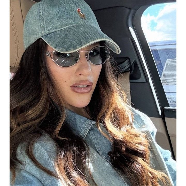 Miu Miu Miu Miu MU52YS 1BC20R Sunglasses Silver Oval Frame, Blue Size ONE SIZE - 2 Thumbnail