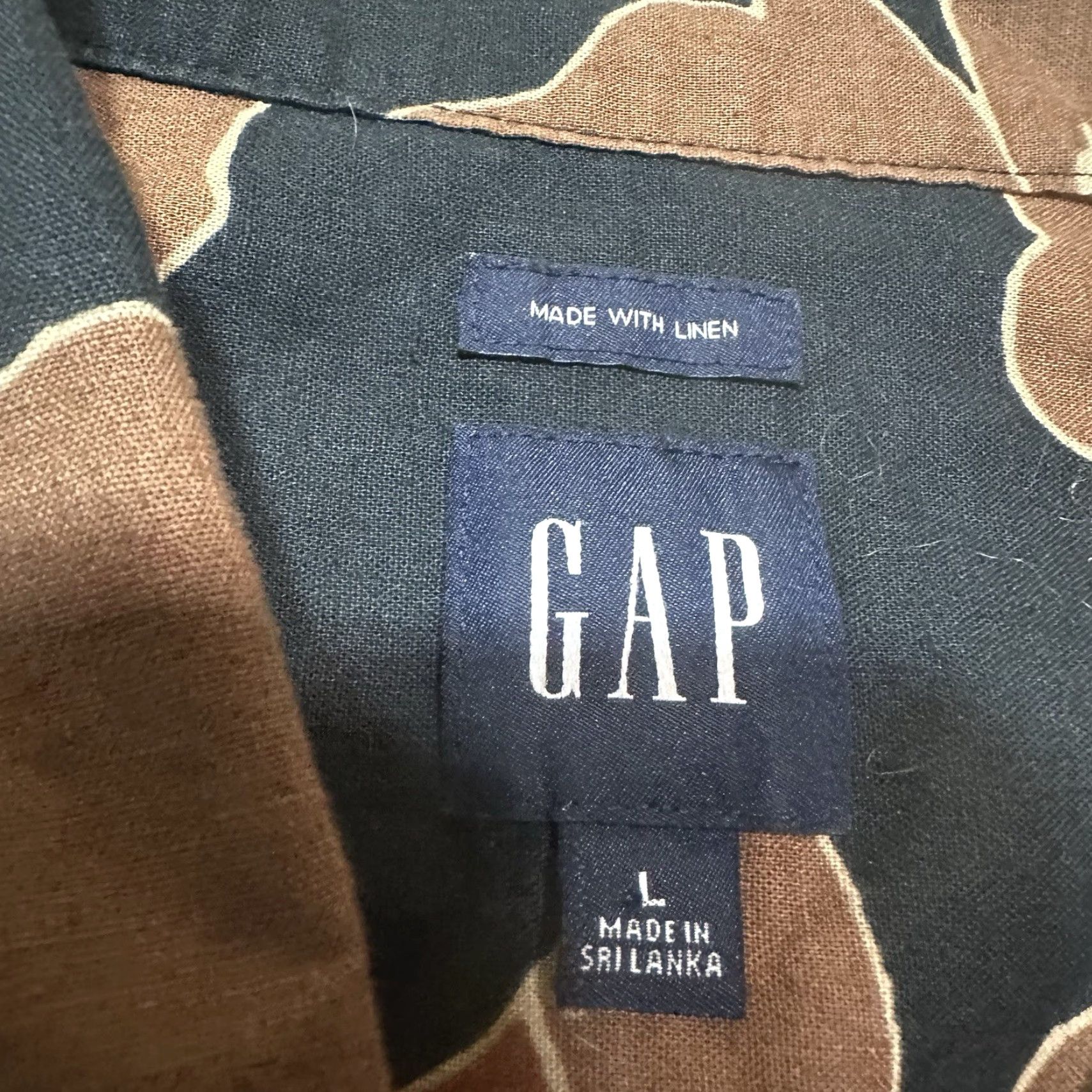 Gap Gap Camp Button-Up Shirt Mens Large Brown Floral Hawaiian Shirt Linen Shirt Size US L / EU 52-54 / 3 - 5 Thumbnail