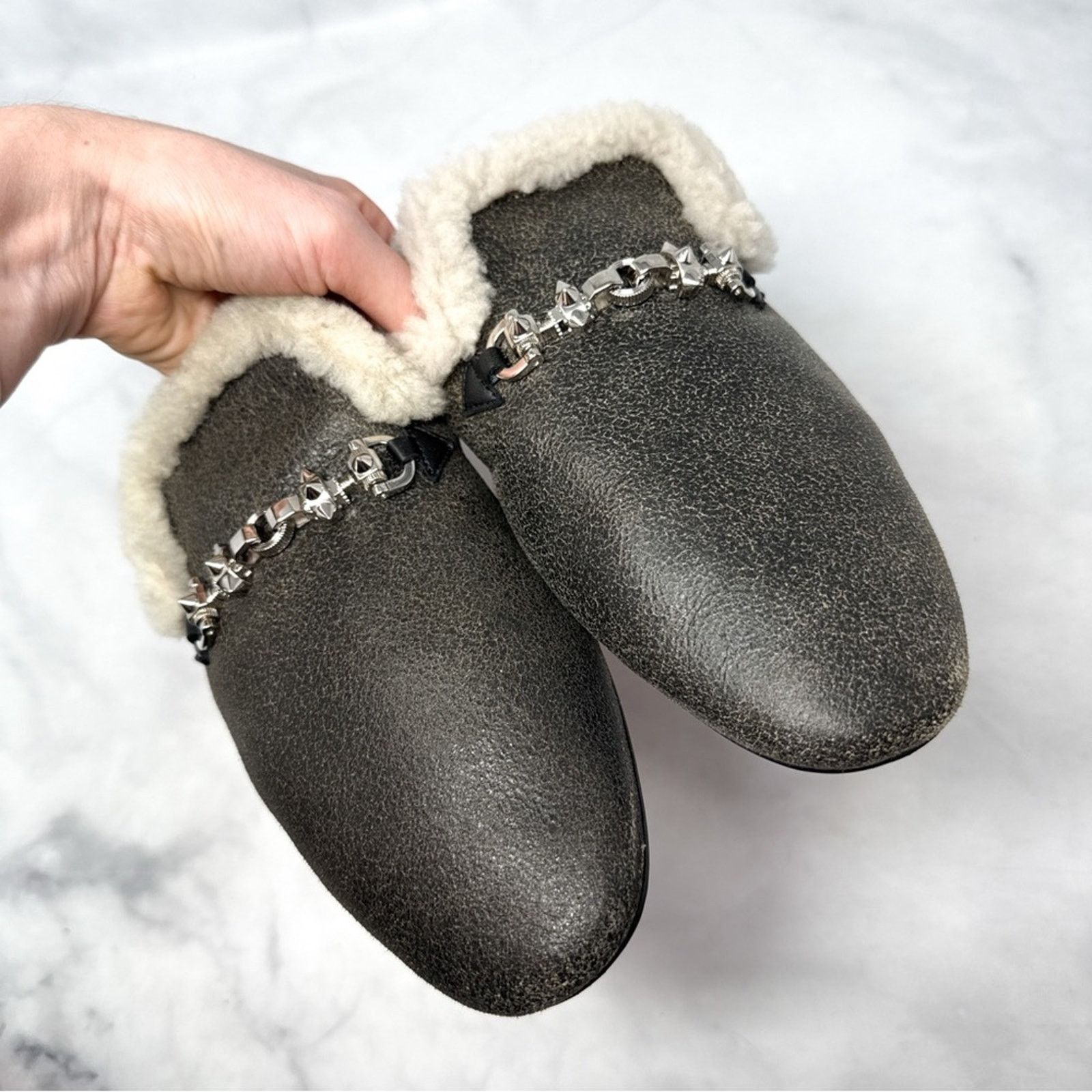 Christian Louboutin Christian Louboutin Leather Sherpa Flat Smoking Loafer Shoes Size US 9 / EU 42 - 3 Thumbnail