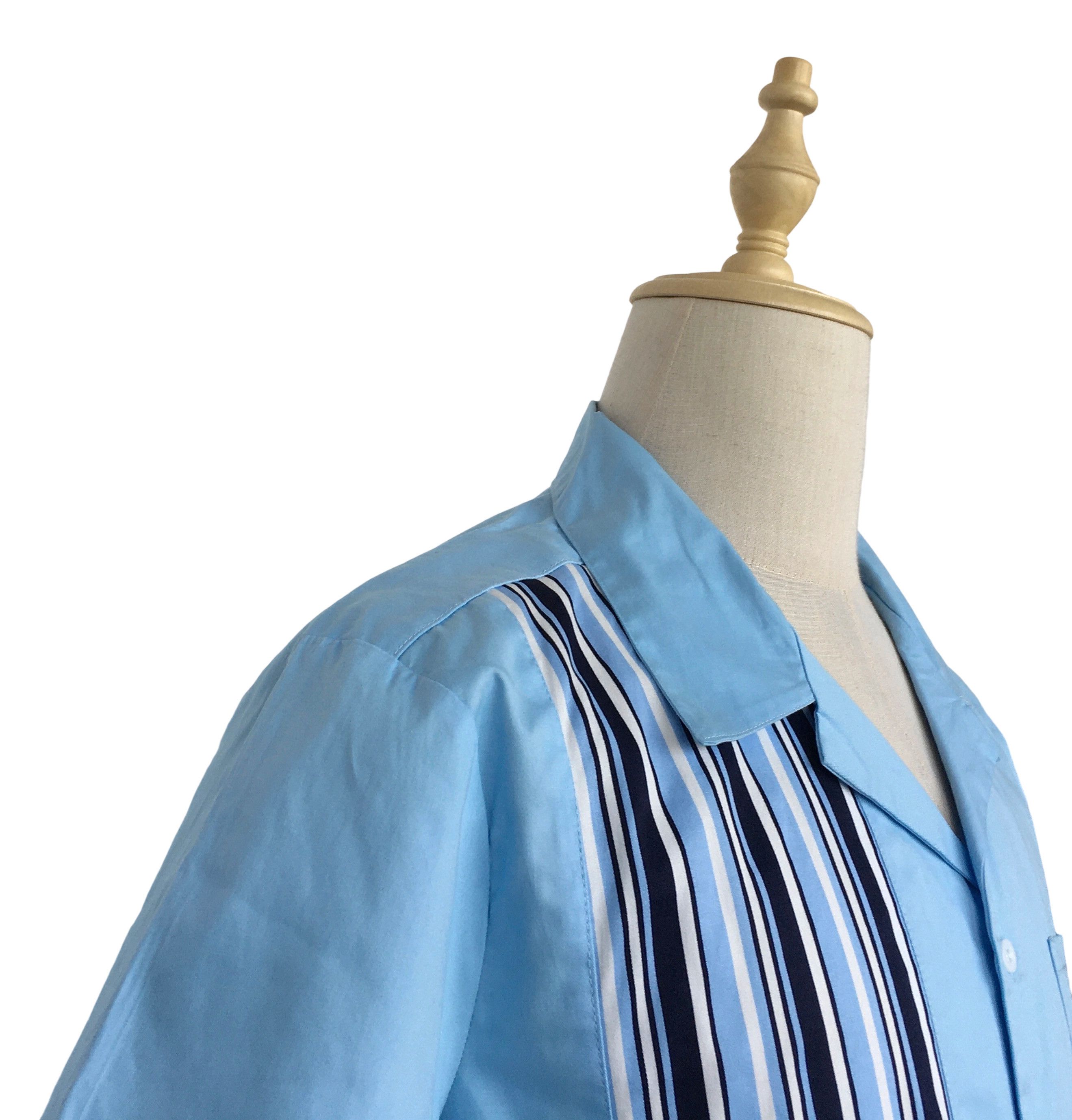 Other Retro Style Light Blue Striped Panel Mens Shirts Size US XL / EU 56 / 4 - 6 Thumbnail