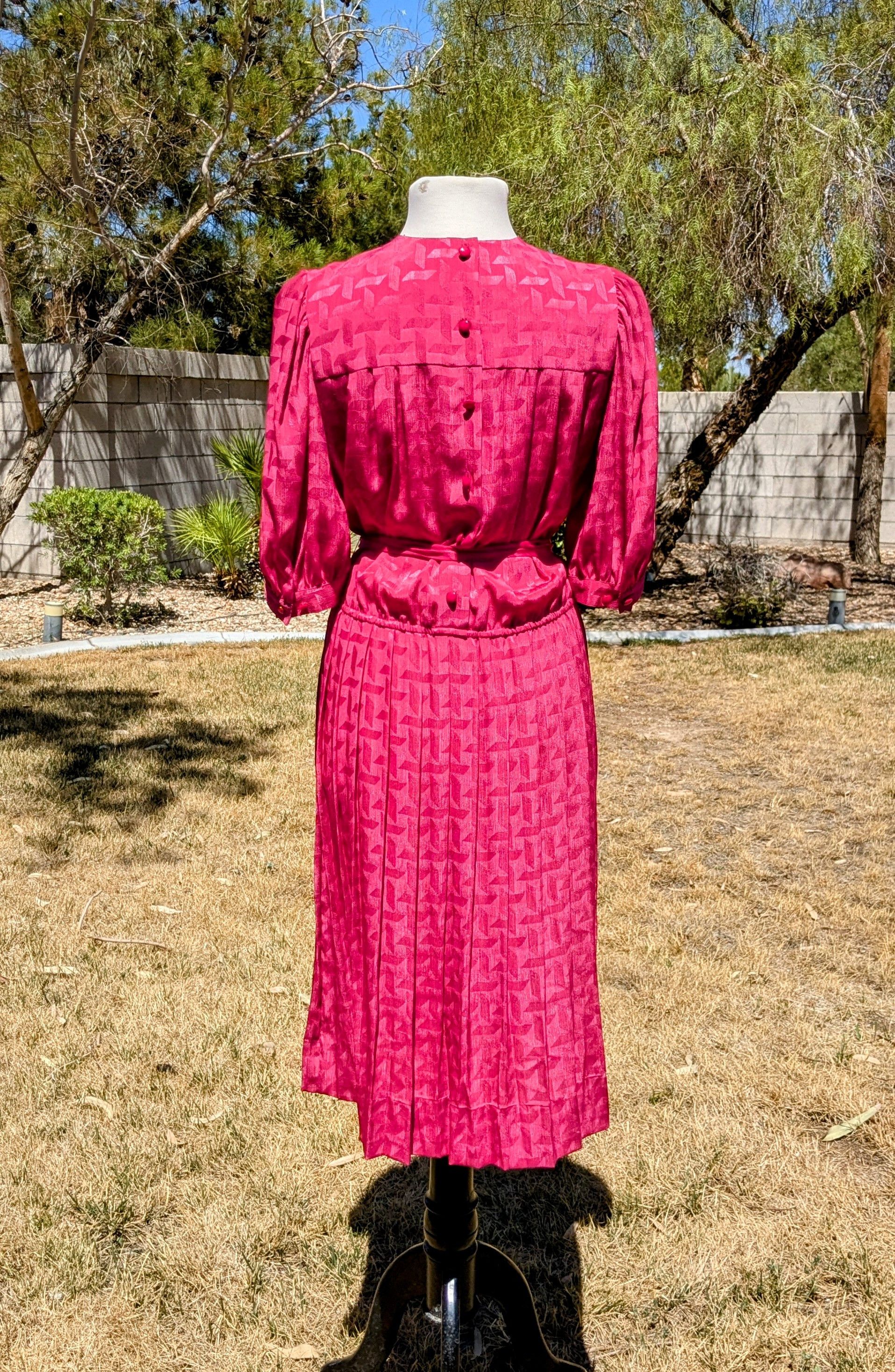 Liz Claiborne Liz Claiborne Shiny Pink Iridescent Jacquard Star Midi Dress Size M / US 6-8 / IT 42-44 - 4 Thumbnail