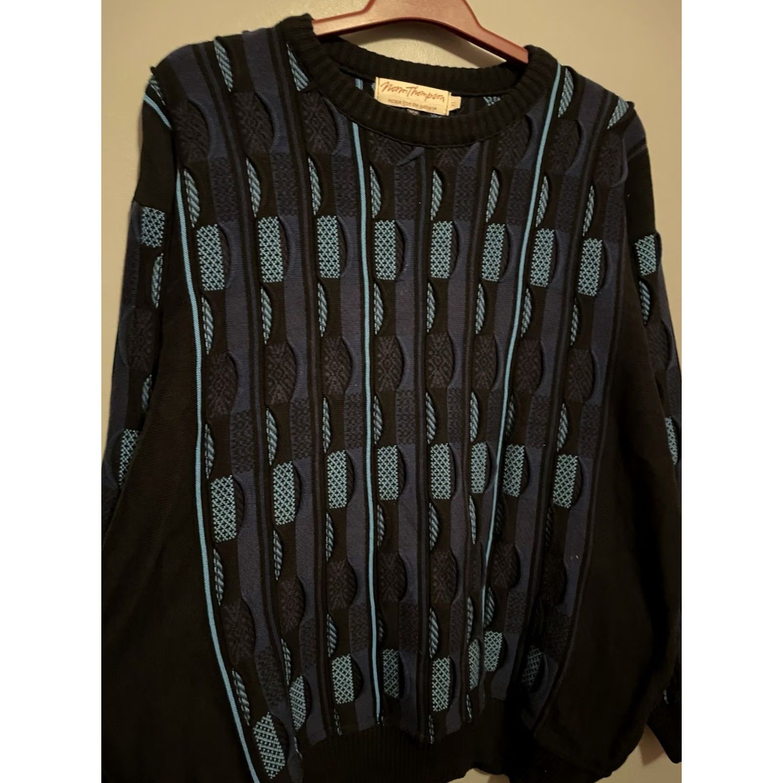 Jim Thompson VINTAGE Norm Thompson Sweater Shirt Mens XL Blue 90s Hip Hop Streetwear Knit Pullover Long Sleeve Vintage 90s B382 Size US XL / EU 56 / 4 - 4 Thumbnail