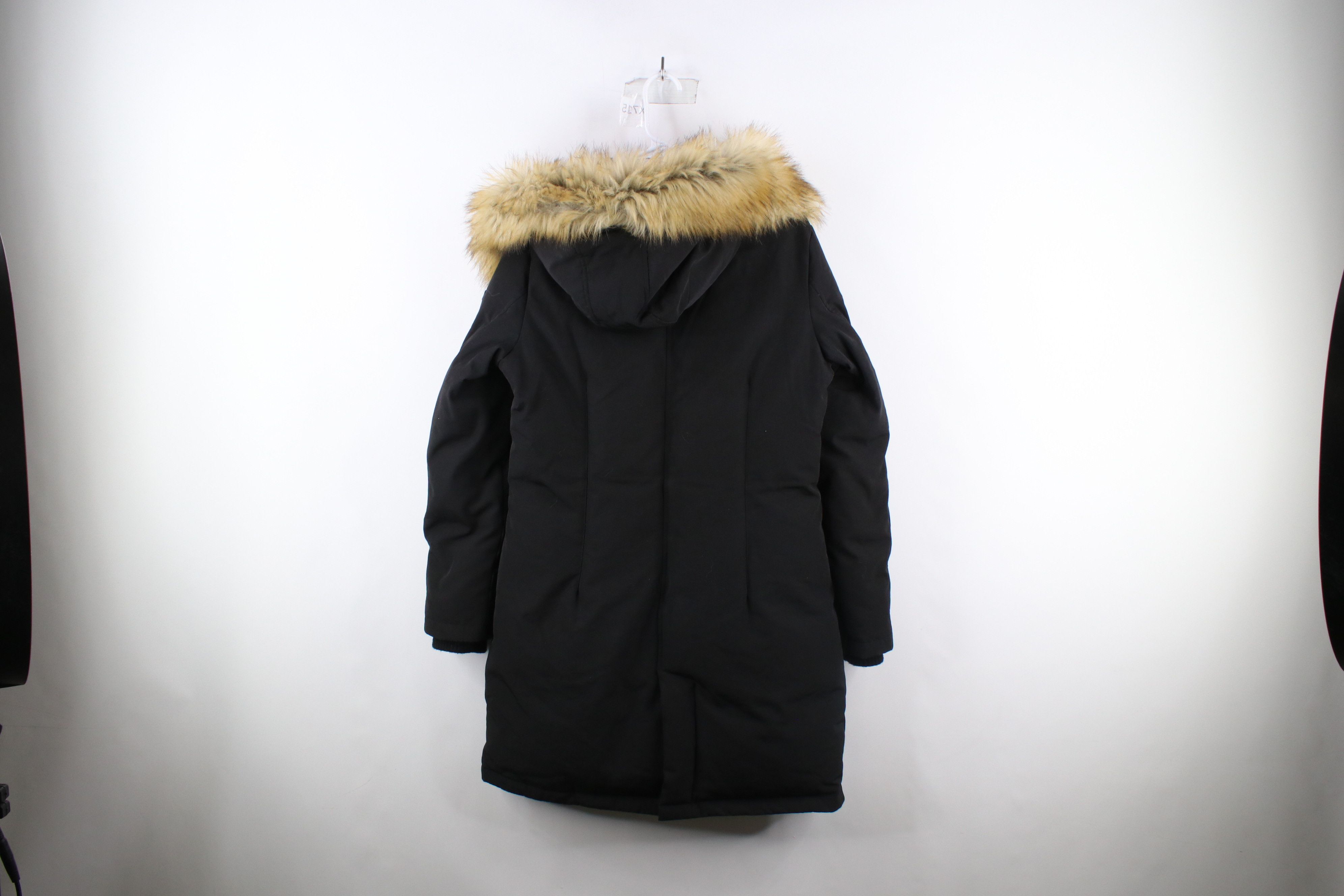 Sam Edelman Fur Trim Down Fill Hooded Parka Jacket Black