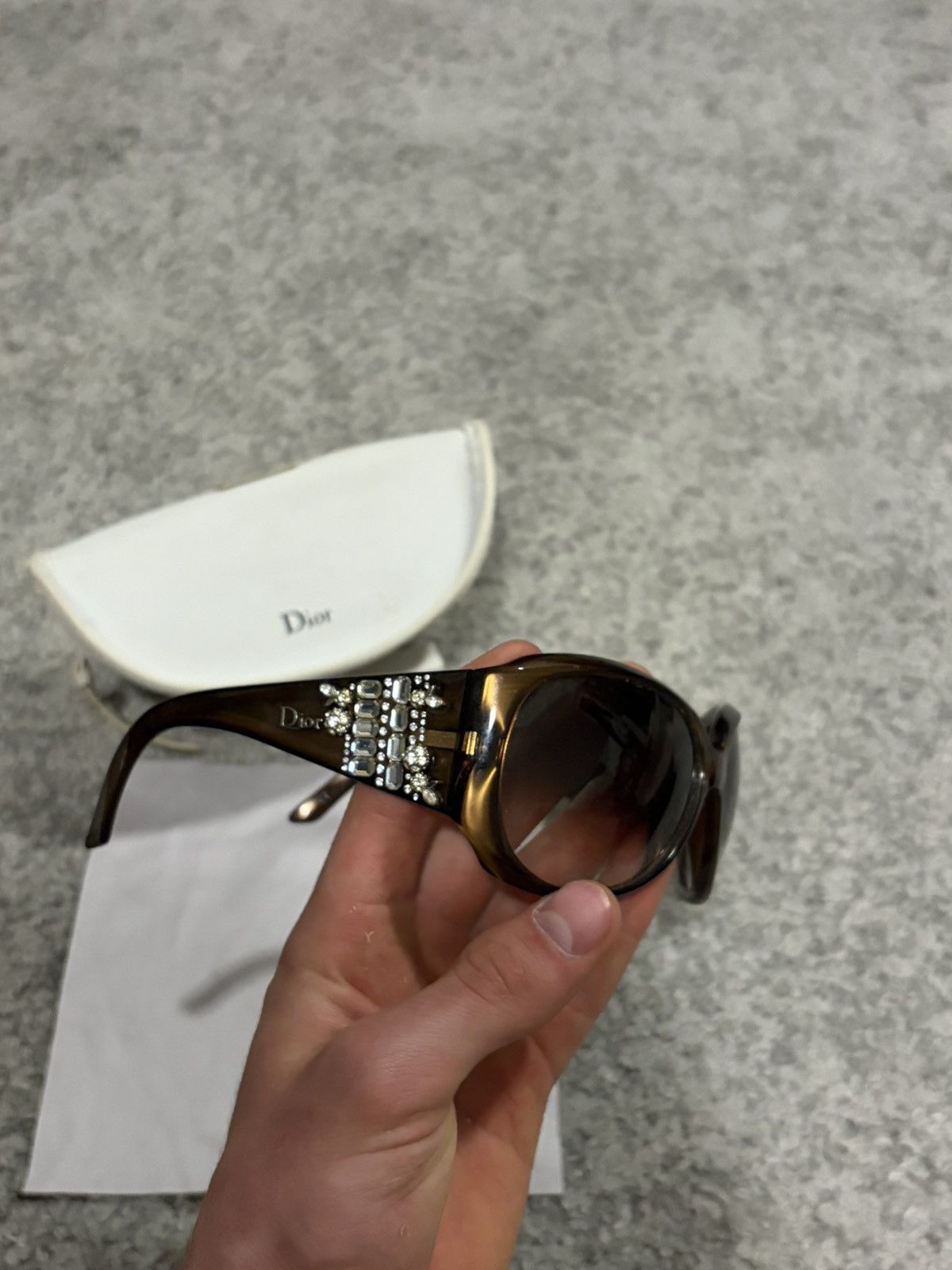 Dior Christian Dior 605JS Brown crystal swarovski Sunglasses Size ONE SIZE - 3 Thumbnail