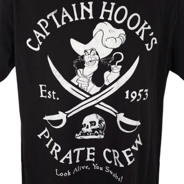 Disney Disney Captain Hook T Shirt Mens Large Black Crew Neck Short Sleeve Peter Pan Villain Pirate Disney Theme Mens Size US L / EU 52-54 / 3 - 2 Thumbnail
