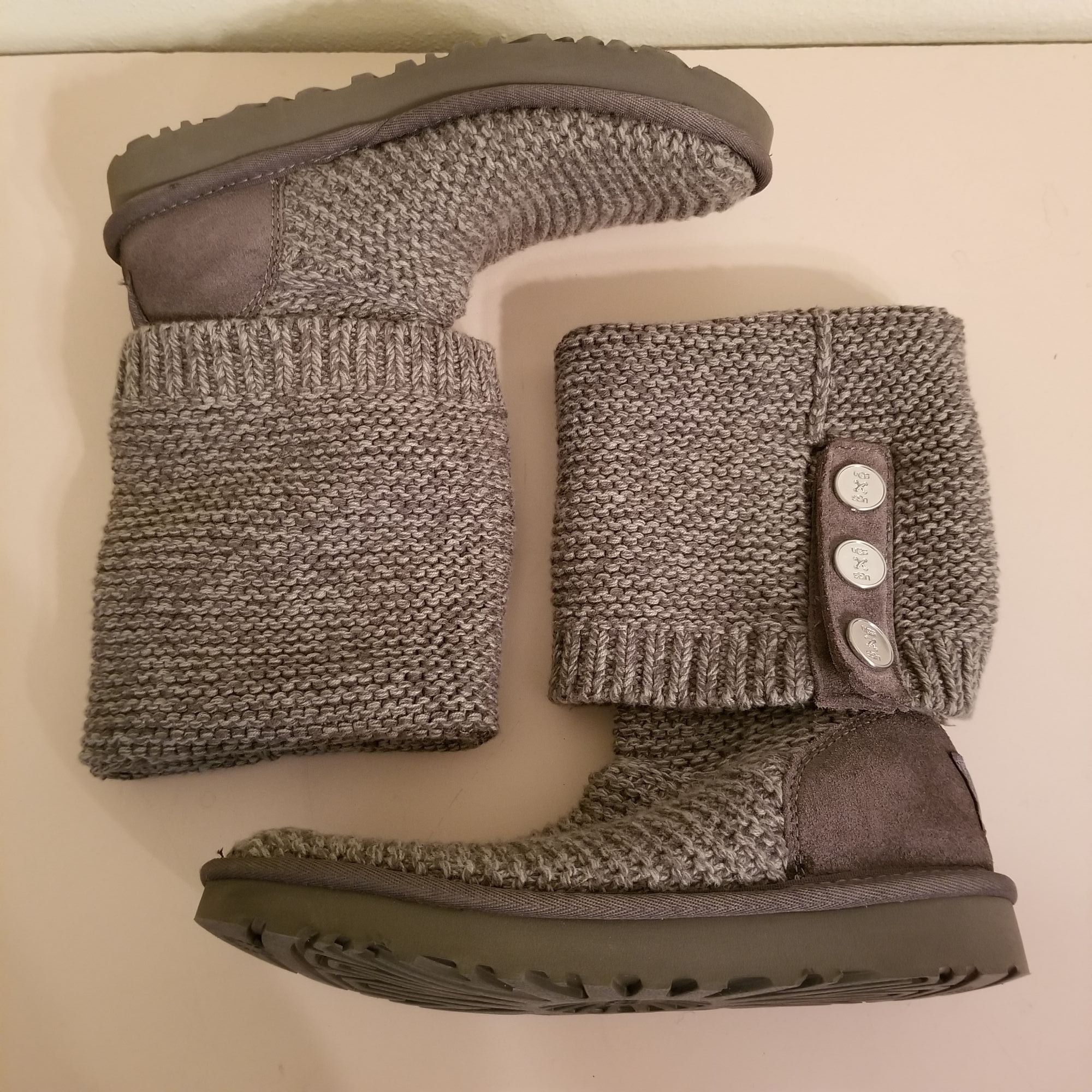 Ugg Ugg 7 Gray PURL CARDY Knit Winter Boots Fold Over Slouch Con Size US 7 / IT 37 - 12 Thumbnail