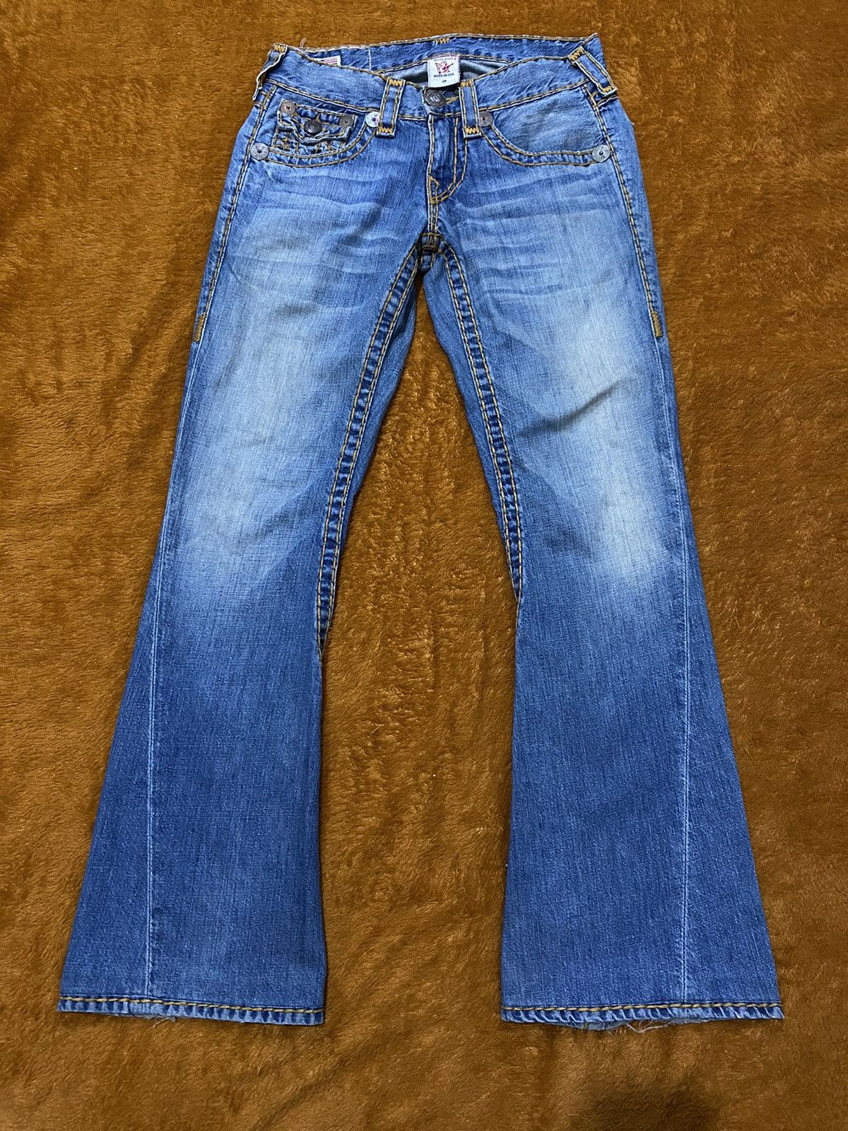 image of Distressed Denim x True Religion Flared Pants Bootcut in Blue, Men's (Size 28)