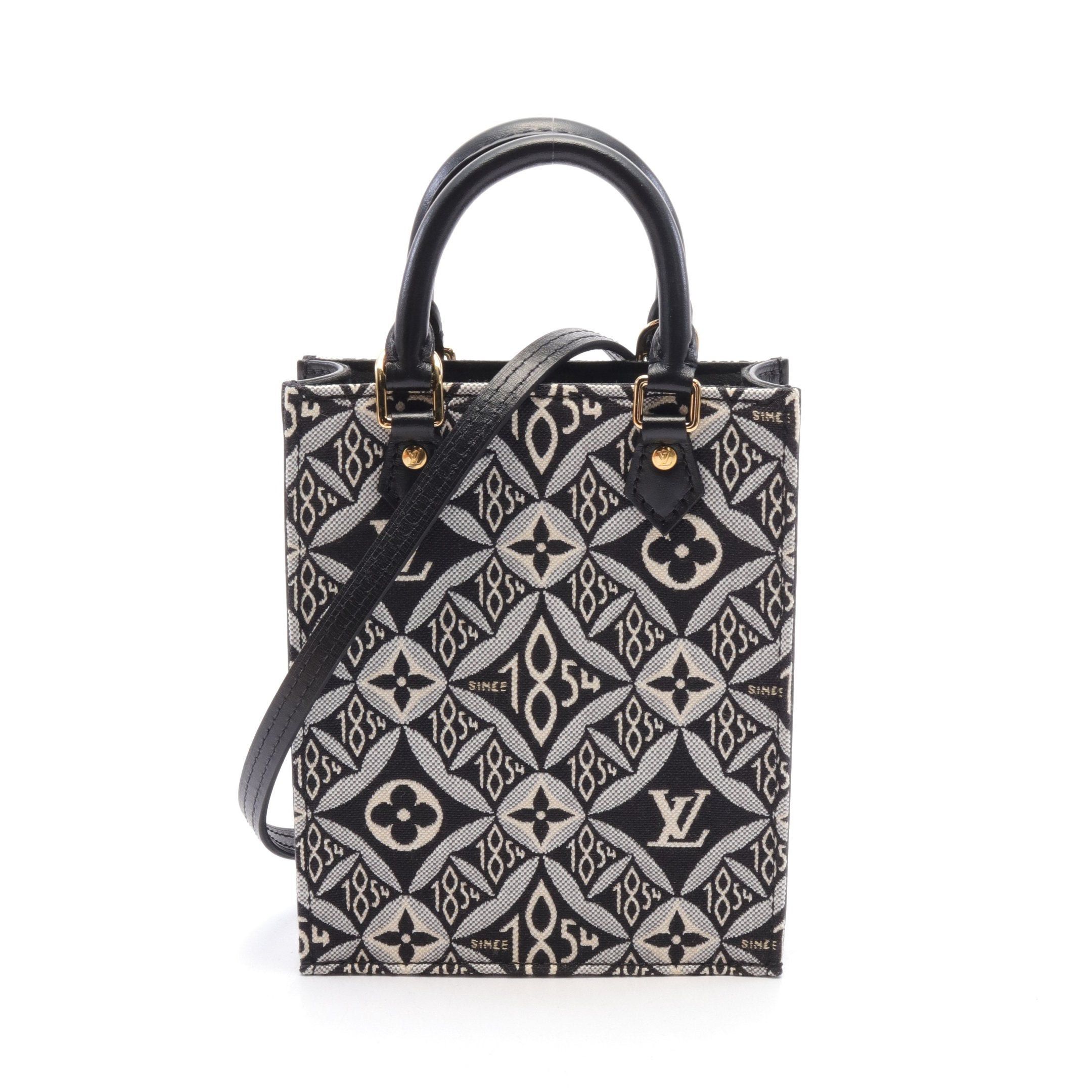 Louis Vuitton Louis Vuitton Petite Sac Plat Monogram Jacquard Since1854 Handbag Canvas Leather Black Gray Off White Size ONE SIZE - 1 Thumbnail