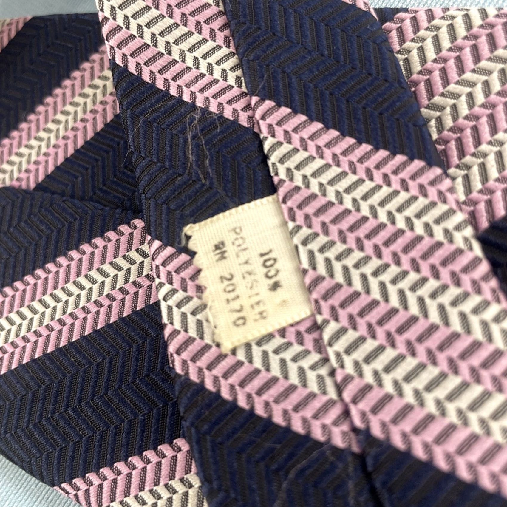 Pinko VINTAGE NeckTie Pink Blue Repp Stripe Polyester Thick Woven Retro Disco 70s Wide 4x56 Mens Size ONE SIZE - 6 Thumbnail