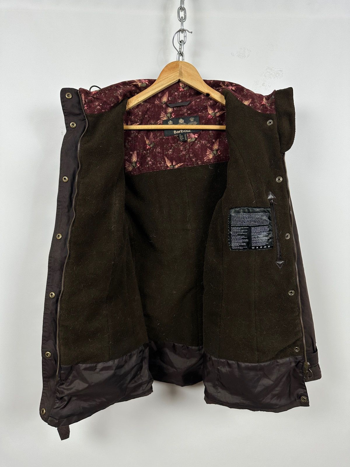 Barbour Barbour Brown Bird Art Bower Belted Waxed Coat Jacket Size L / US 10 / IT 46 - 4 Thumbnail
