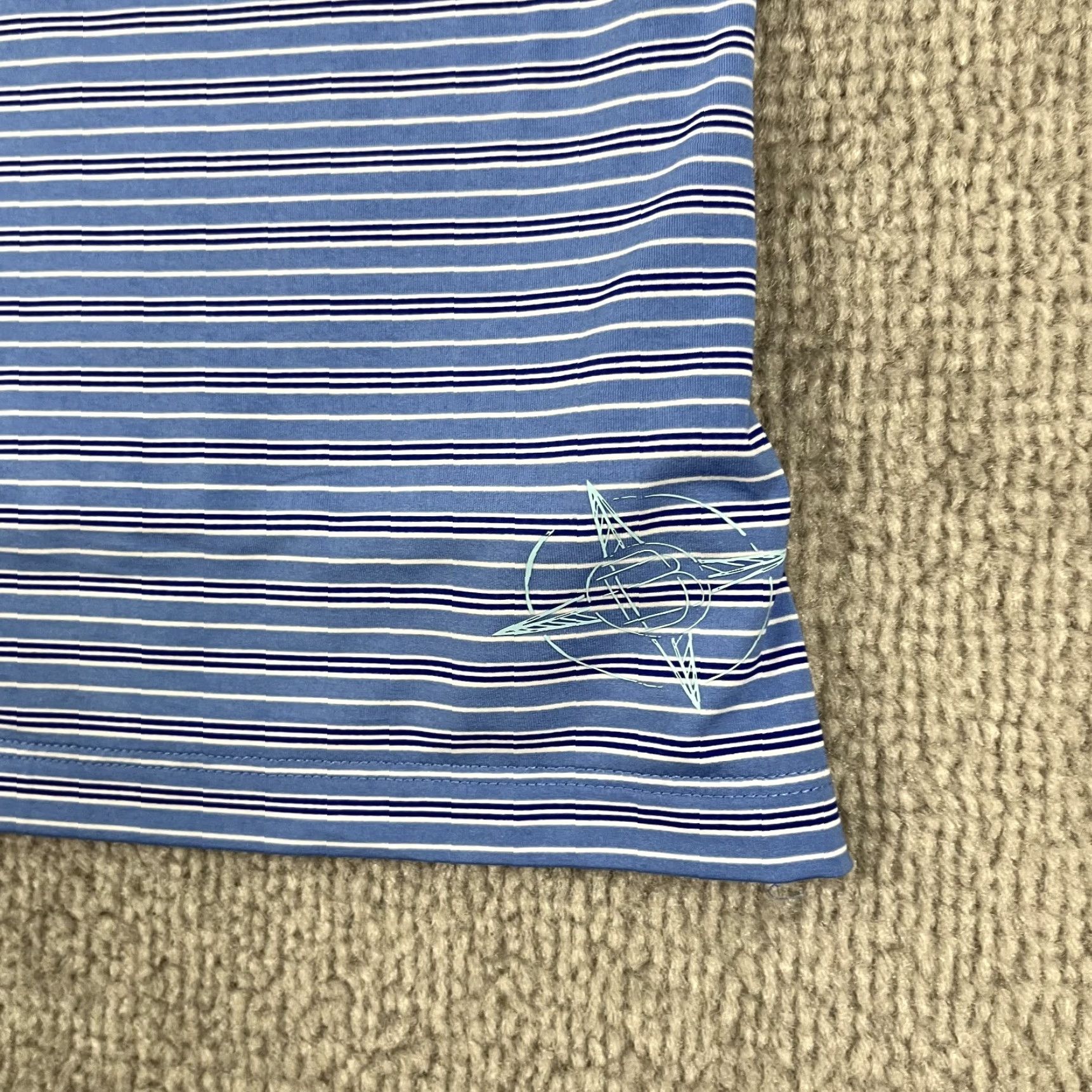 Vintage Draddy Sport Polo Shirt Mens Large Blue White Striped Performance Golf Casual Size US L / EU 52-54 / 3 - 7 Thumbnail