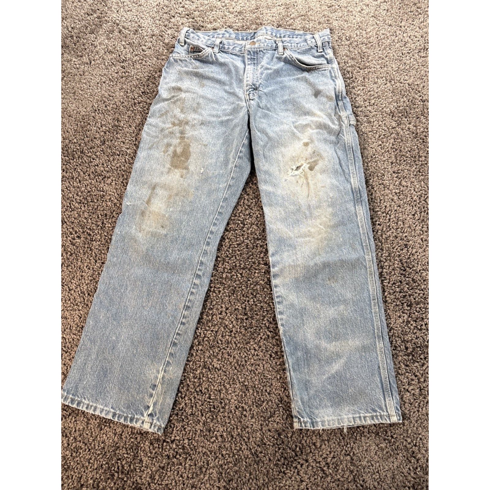Dickies VINTAGE Dickies Carpenter Pants 34x30 Blue Distressed Jeans Workwear 90s Skater Grunge Hip Hop Retro City Skateboard Dickies Carpenter Pants Mens Size US 34 / EU 50 - 5 Thumbnail