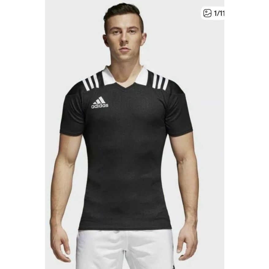 Adidas NWT adidas Mens Climalite 3 Stripes Fitted Rugby Jersey,M Size US M / EU 48-50 / 2 - 8 Thumbnail