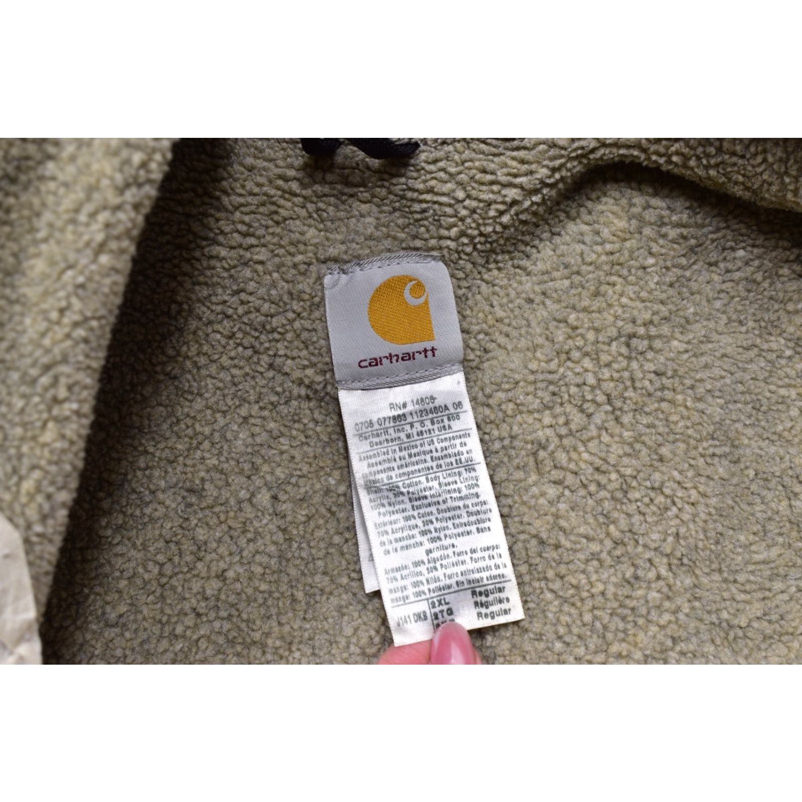 Carhartt Carhartt J141 Hooded Bomber Jacket 2XL Mens Dark Brown Sandstone Sierra Sherpa Lined Canvas Cotton Logo Size US XXL / EU 58 / 5 - 6 Thumbnail