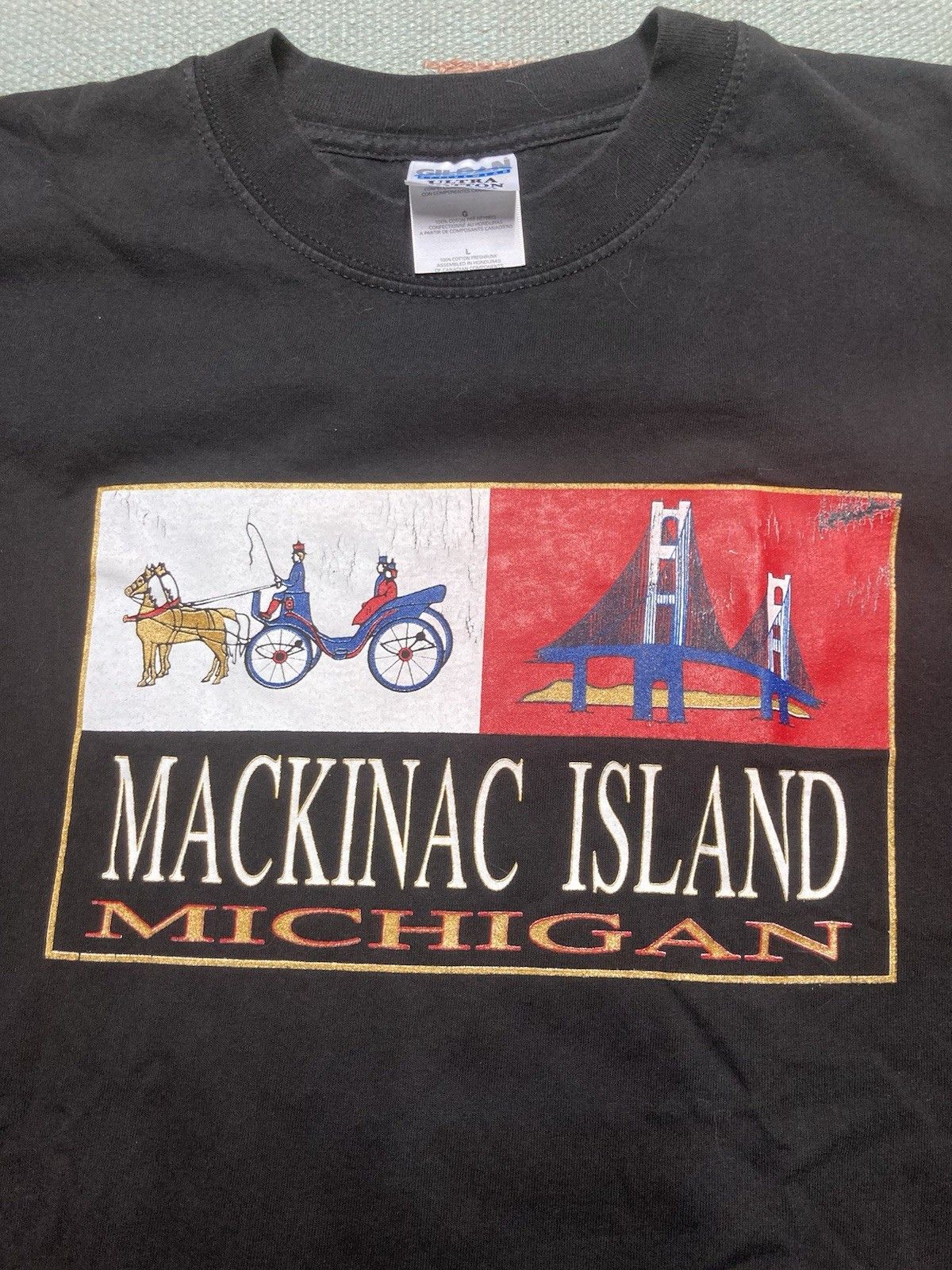 Vintage Vtg graphic t shirt Mackinac island Michigan bridge large Size US L / EU 52-54 / 3 - 2 Thumbnail