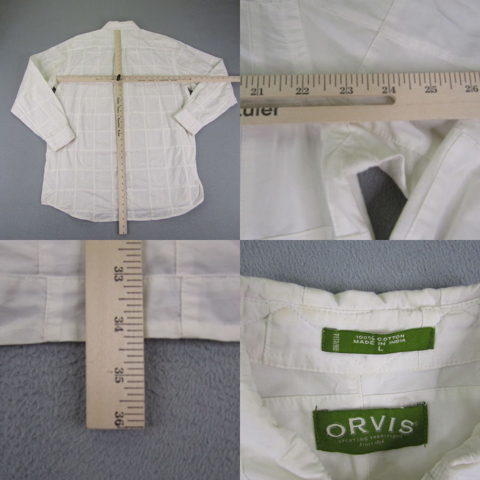 Orvis Orvis Shirt Men L White Plaid Quilted Button Up Outdoor Long Sleeve Cotton Size US L / EU 52-54 / 3 - 8 Thumbnail