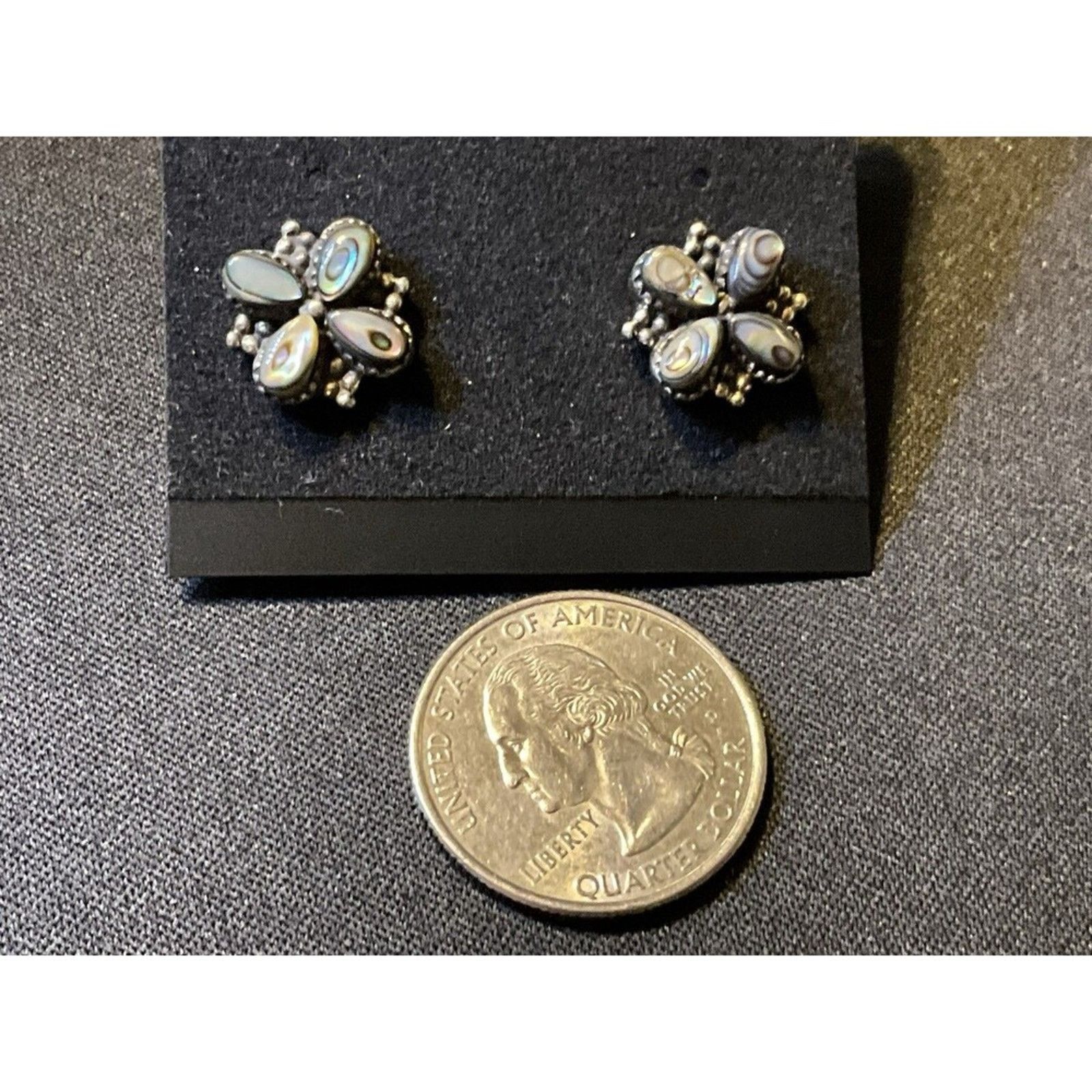 Other Test 925 Silver Abalone Flower Post Earrings Size ONE SIZE - 4 Thumbnail