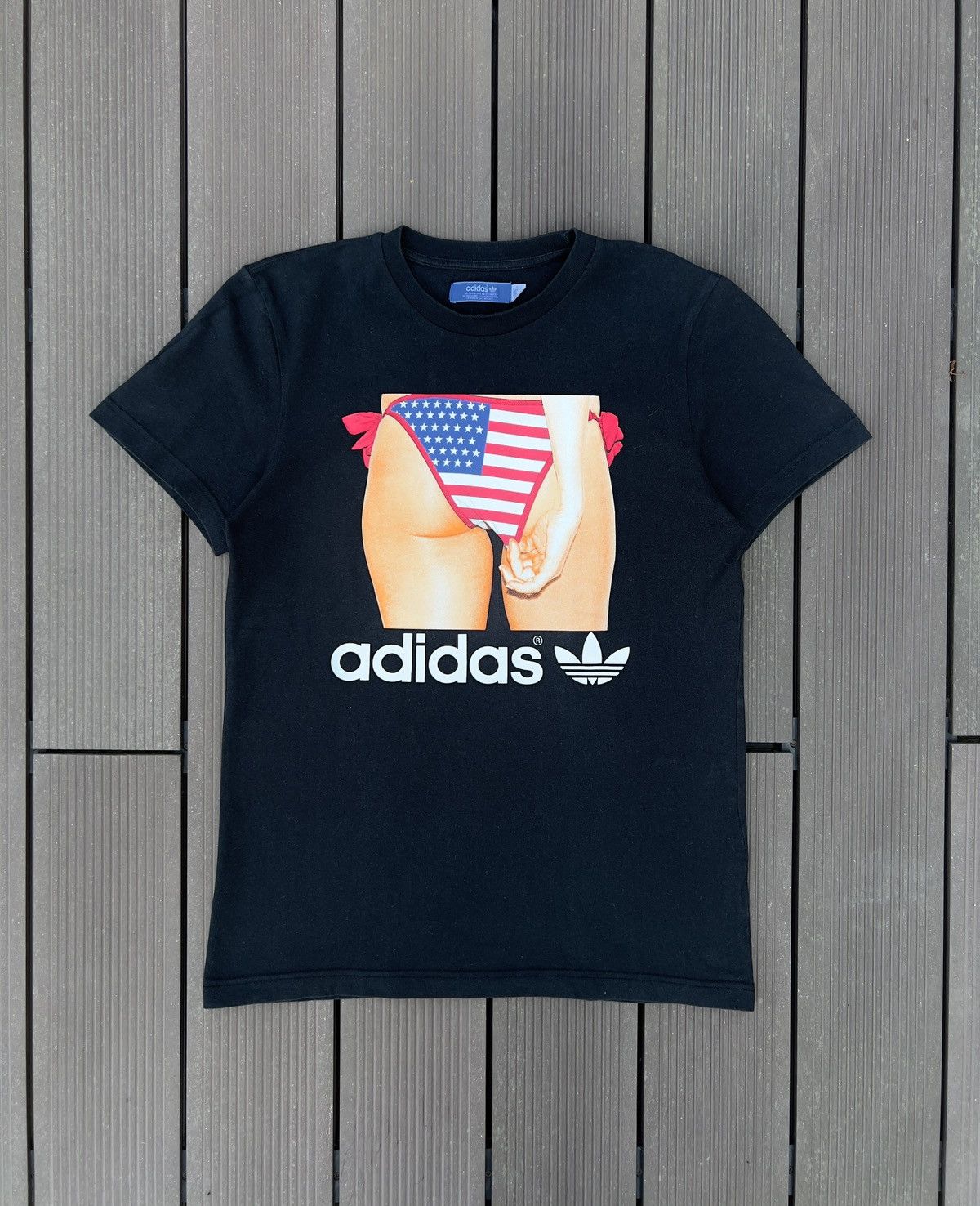 Adidas  Streetwear  Vintage Adidas vintage y2k ass bikini sexy girl USA  flag panties | Grailed