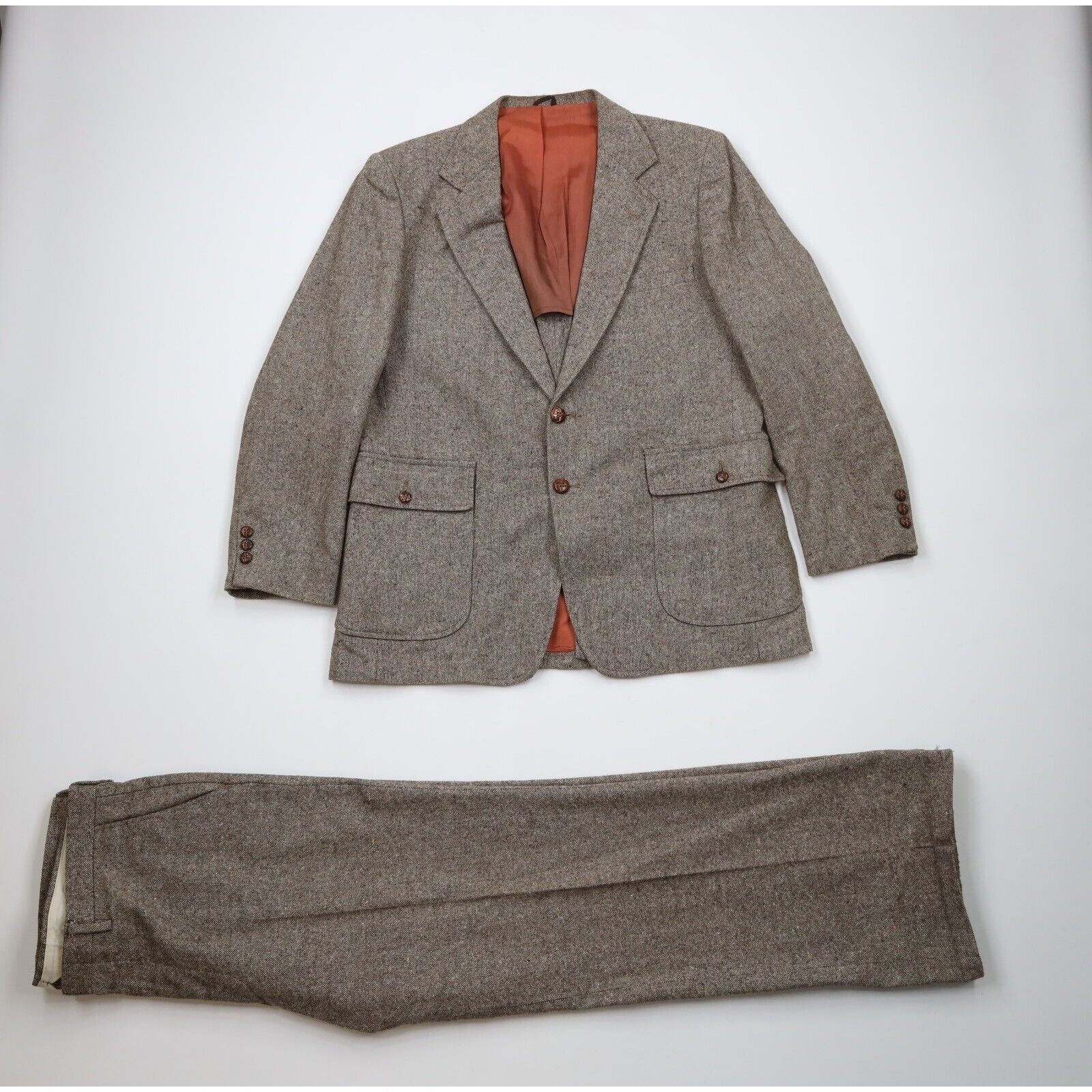 Vintage Vintage 70s Streetwear Rainbow Fleck Wool Tweed Suit Size 42R - 1 Thumbnail