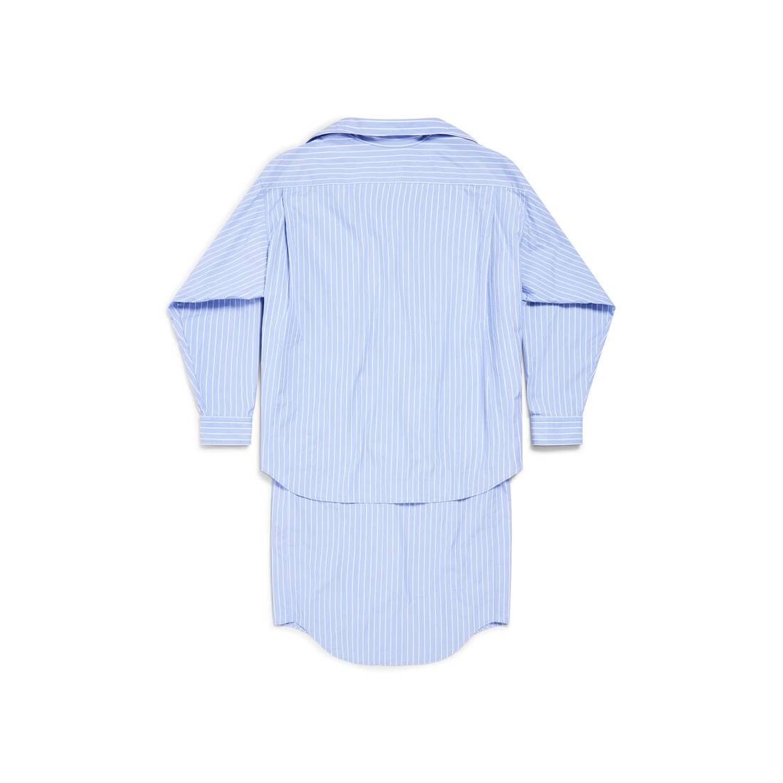 Balenciaga oc11z0825 BB Classic Layered Shirt Dress in Light Blue/White Size S / US 4 / IT 40 - 7 Thumbnail