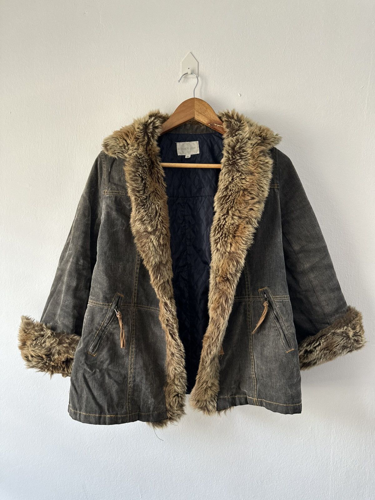 Japanese Brand Trois La Paix Foux Fur Vintage Herringbone Jacket Size US M / EU 48-50 / 2 - 1 Thumbnail