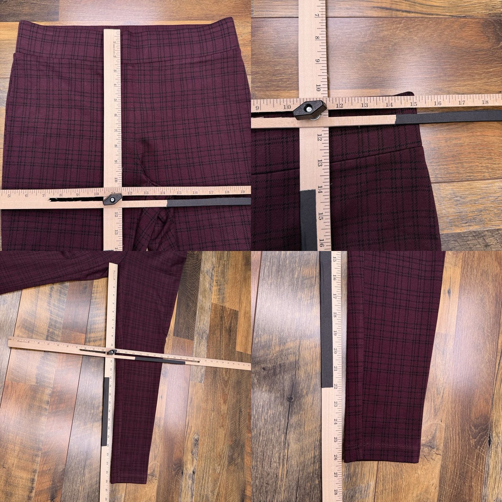 Loft LOFT Legging Womens Medium Burgundy Check Stretch New Size 32" / US 10 / IT 46 - 8 Thumbnail